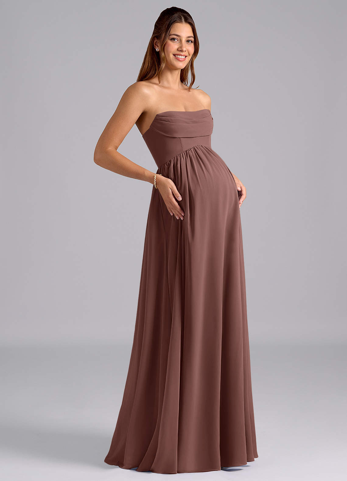 strapless maternity bridesmaid dresses Azazie Saige New Arrival Sweetheart Sleeveless SCH008104 Formal wear airy tulle skirts Select Your Size by Height:Doctoral Gown - 4'9