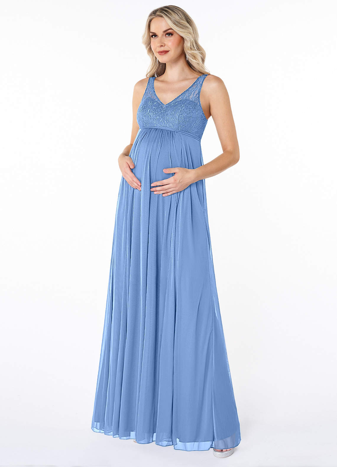 Azazie Andrea Steel Blue Maternity Bridesmaid Dresses Azazie