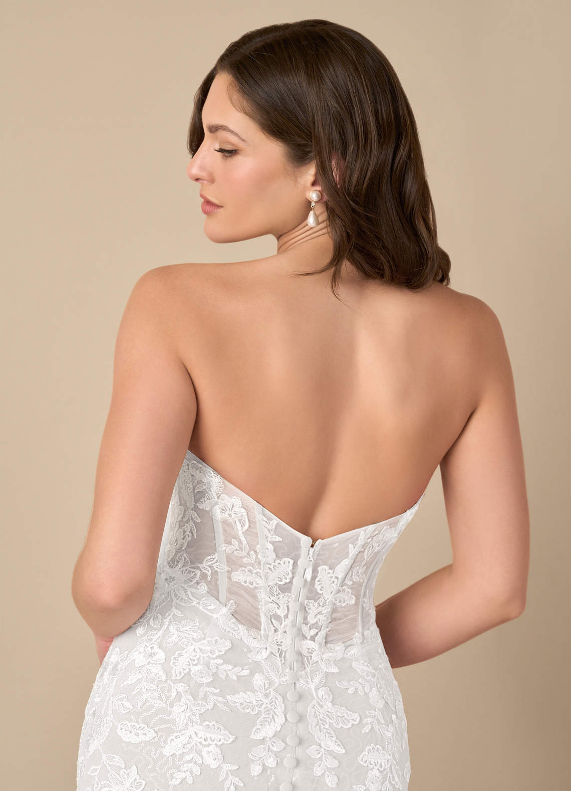 Azazie Leilani Wedding Dresses Diamond White Mermaid Sequins Tulle Dress image6