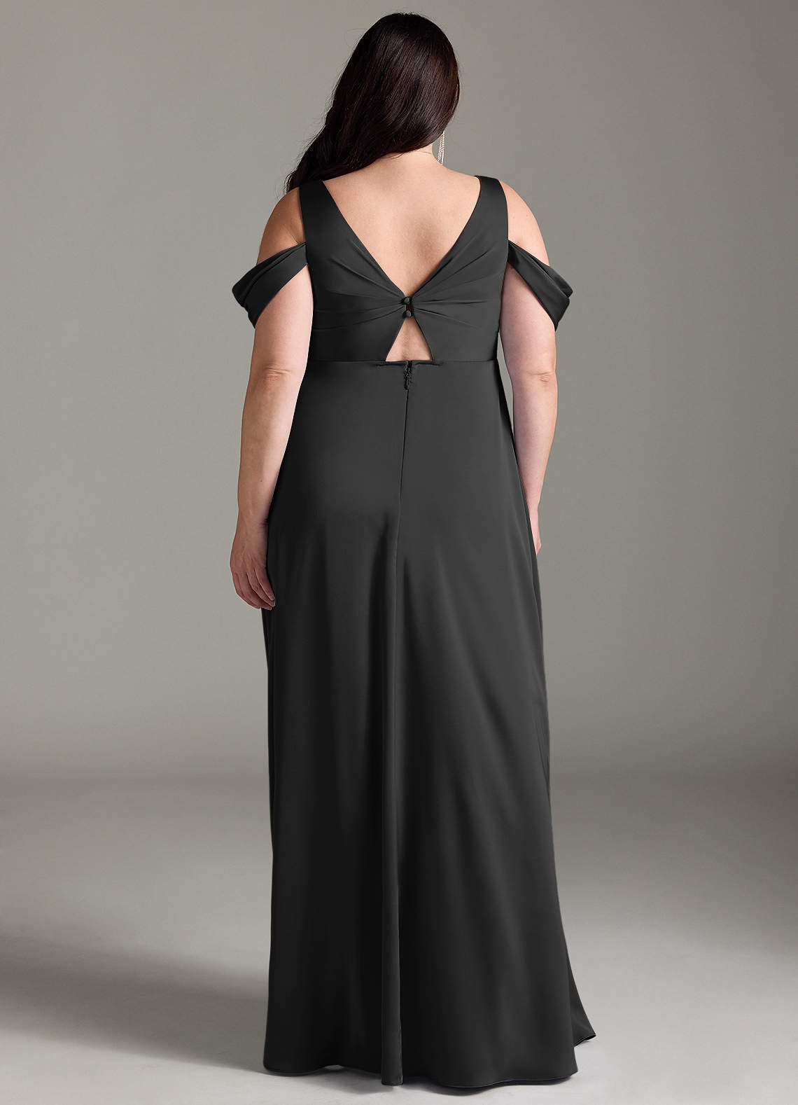 Azazie Rhea Maternity Bridesmaid Dresses A-Line Off-The-Shouler Pleated Stretch Satin Floor-Length Dress image8
