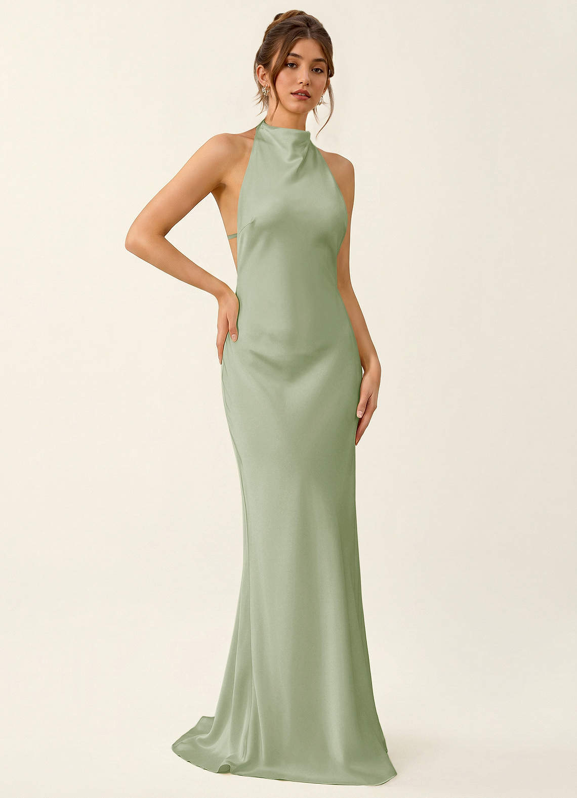 sage green open back dress Good Intentions Cowl Neck Open Back Maxi Dress Sage