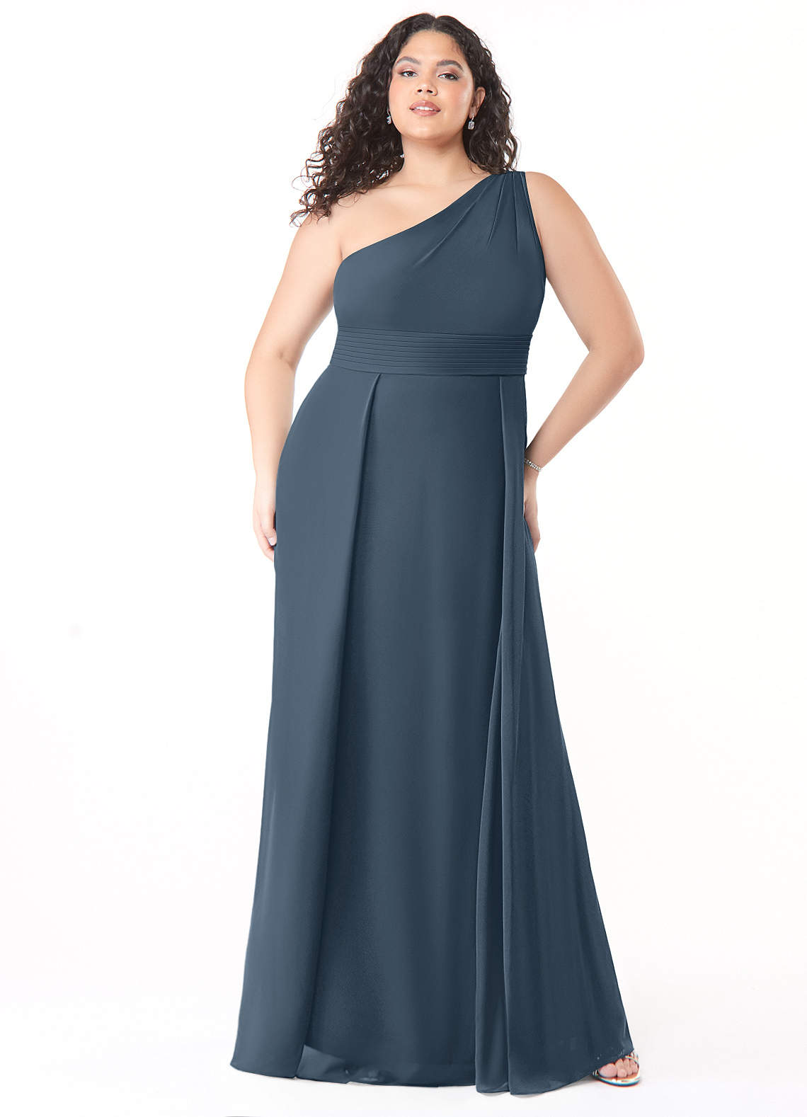 Azazie Dallas Bridesmaid Dresses Neptune A-Line One Shoulder Chiffon Dress image1