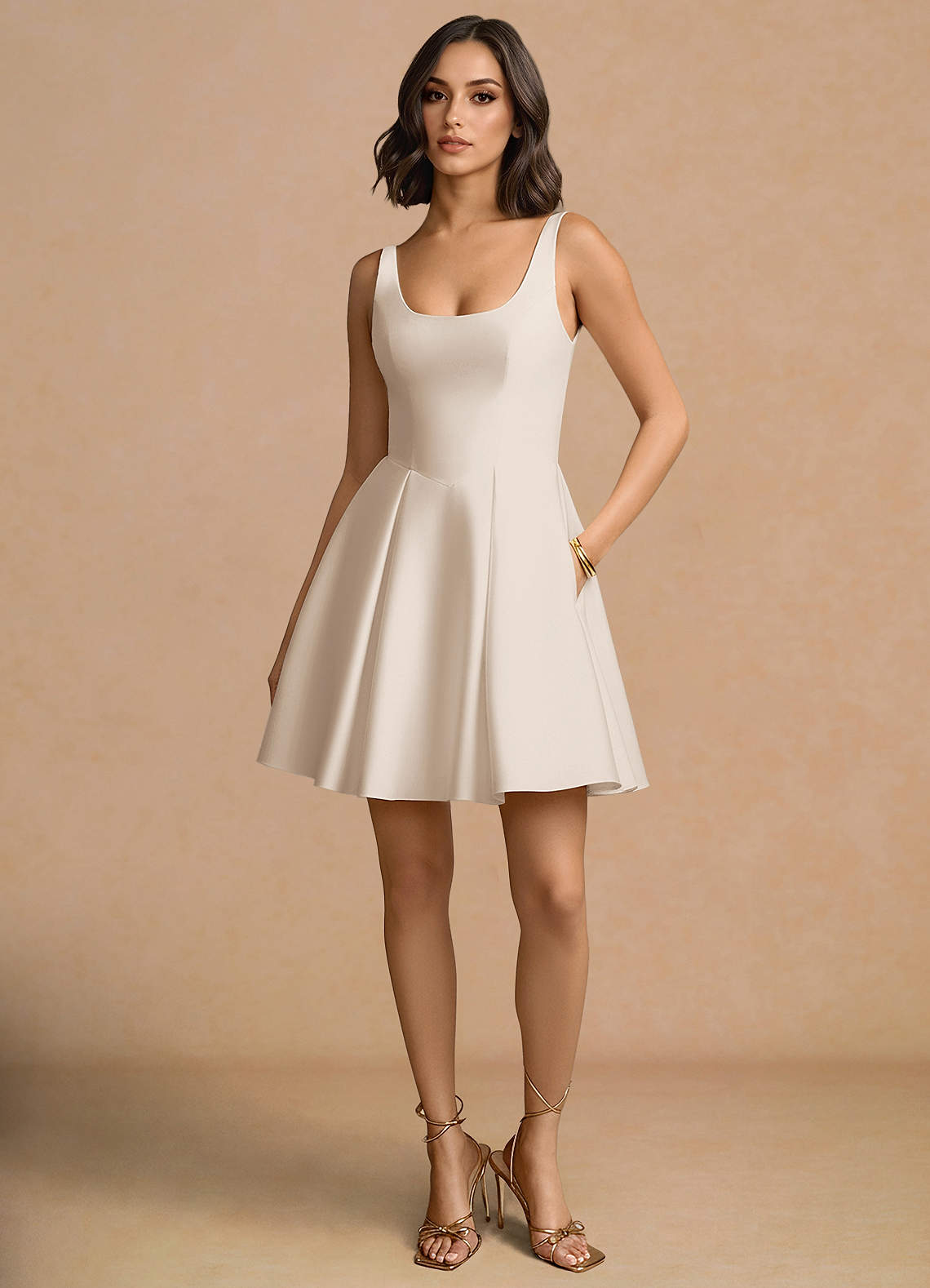 white christmas dresses Chantell Cream Mini Dress - US 18 main image 0
