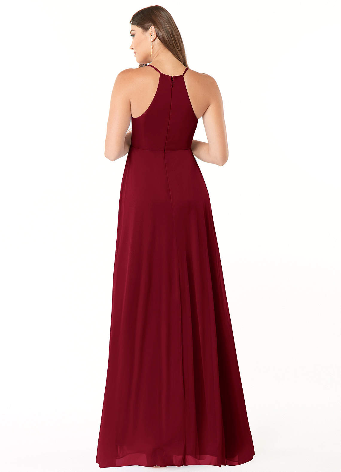 Azazie Annabelle vestidos de dama de honor de maternidad Vestido de Corte En A Cuello en V plisado Hasta el suelo Malla image1