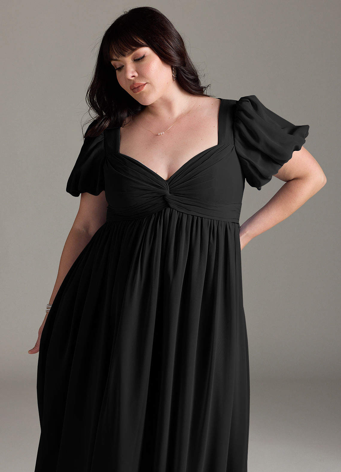 Azazie Madisynn Maternity Bridesmaid Dresses Bow Chiffon Floor-Length Dress image8
