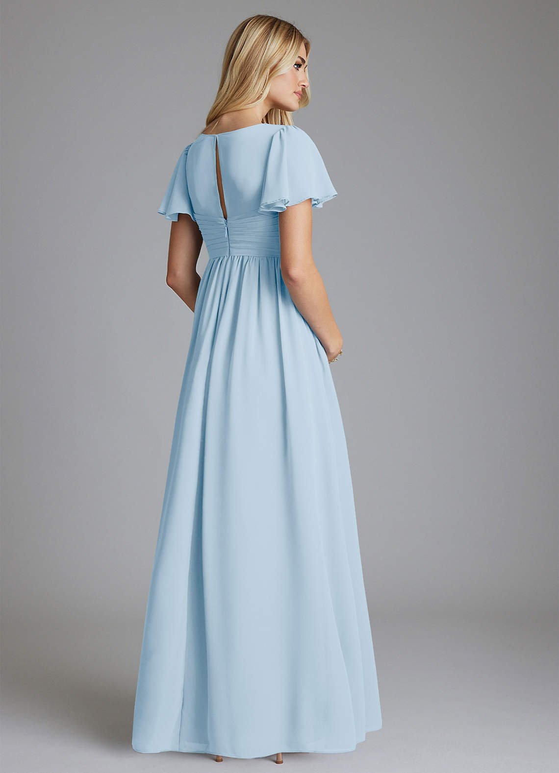 Azazie Verna Maternity Bridesmaid Dresses A-Line V-Neck Ruched Chiffon Floor-Length Dress image1
