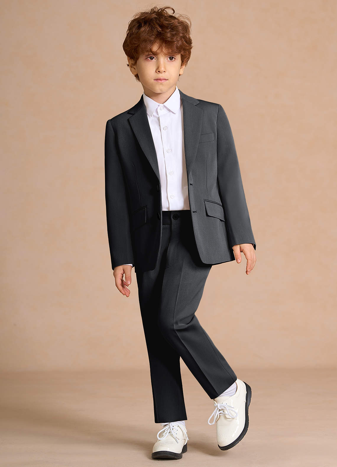 front Oliver Charcoal Boys 2-Piece Suit