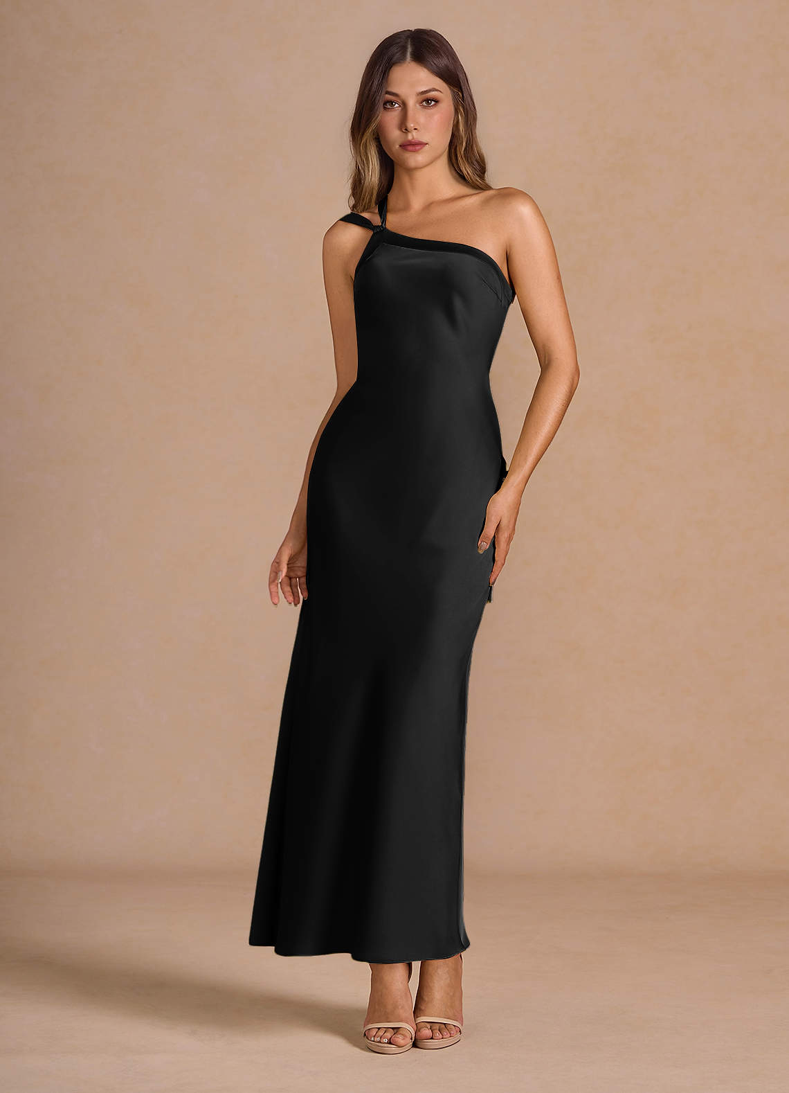 slim fit dress slacks Eterne Long Sleeve Crewneck Maxi Dress