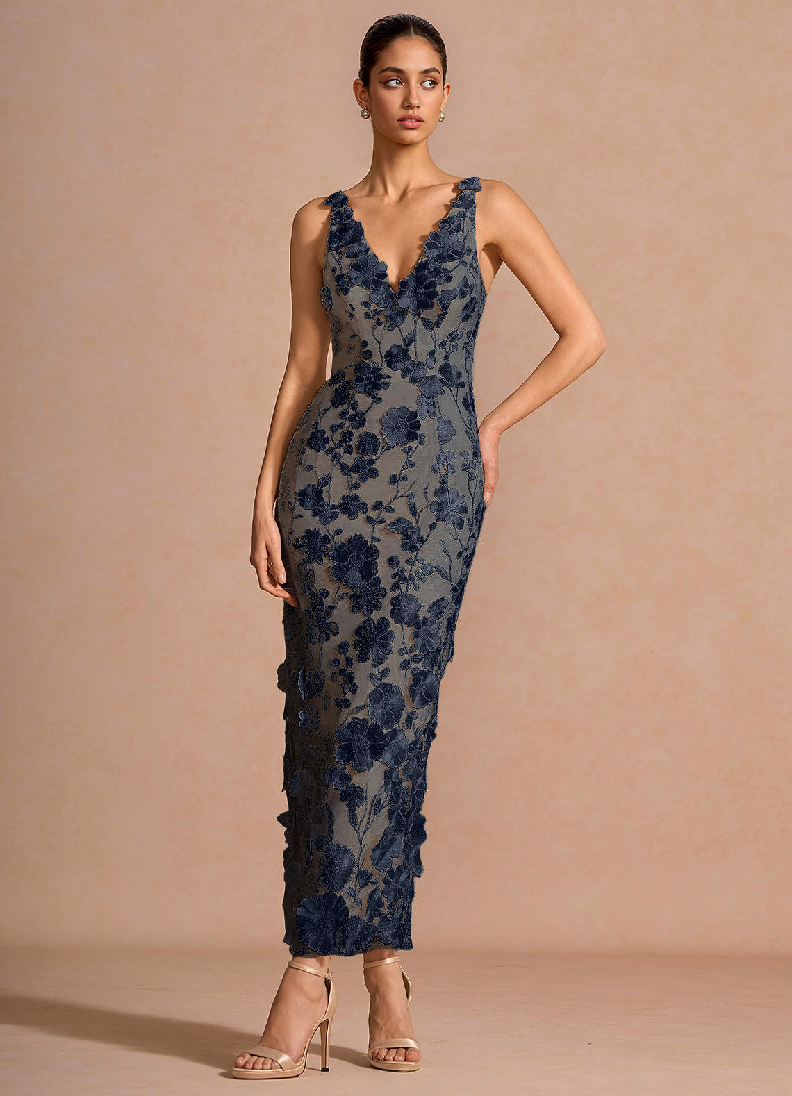 knee length dresses for ladies Alex Evenings Women's Sequin Lace Bodice Chiffon Gown - Deep Plum main image 0