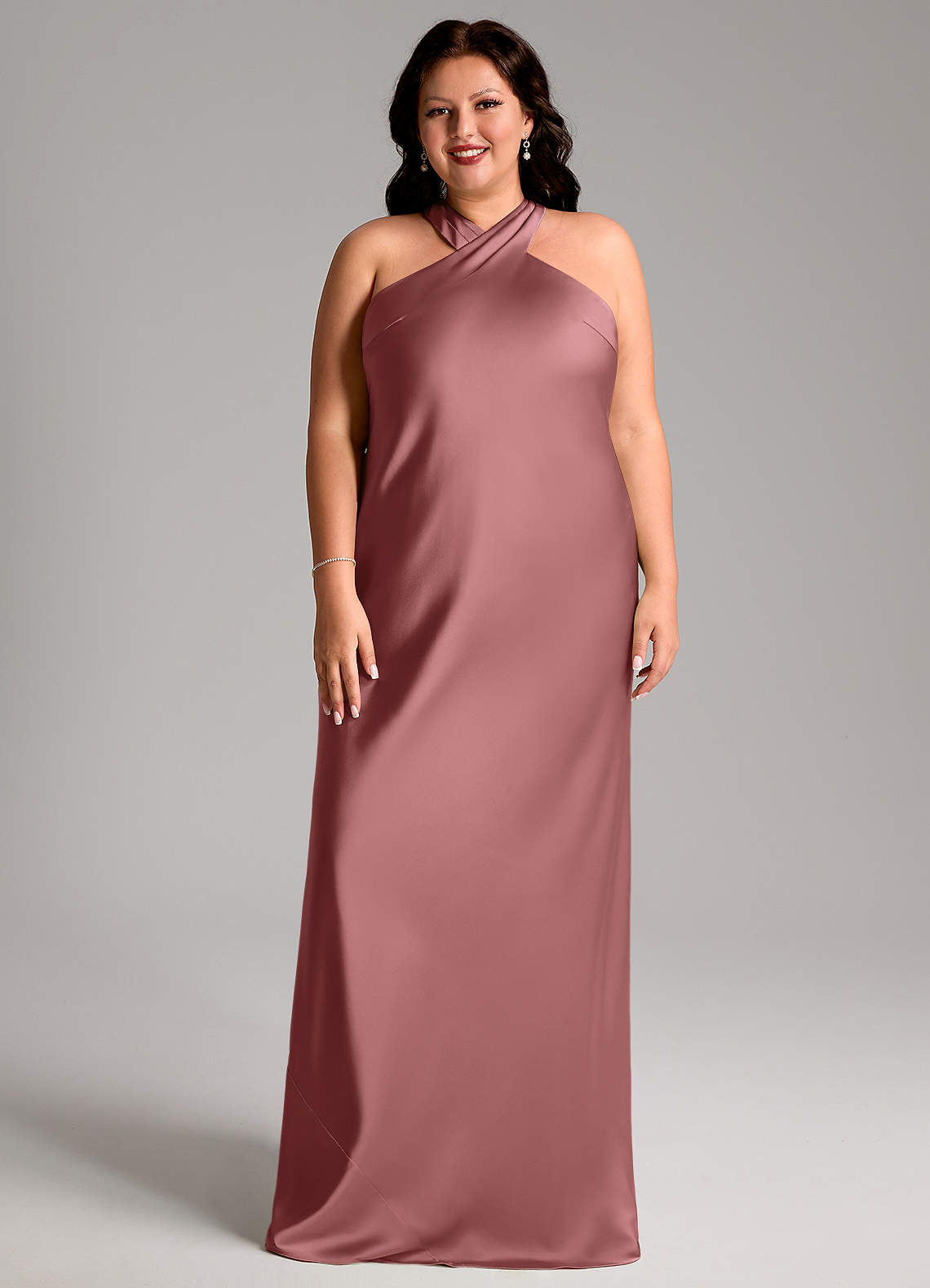 Azazie Doretta Bridesmaid Dresses Amethyst Mermaid Pleated Stretch Satin Dress image7