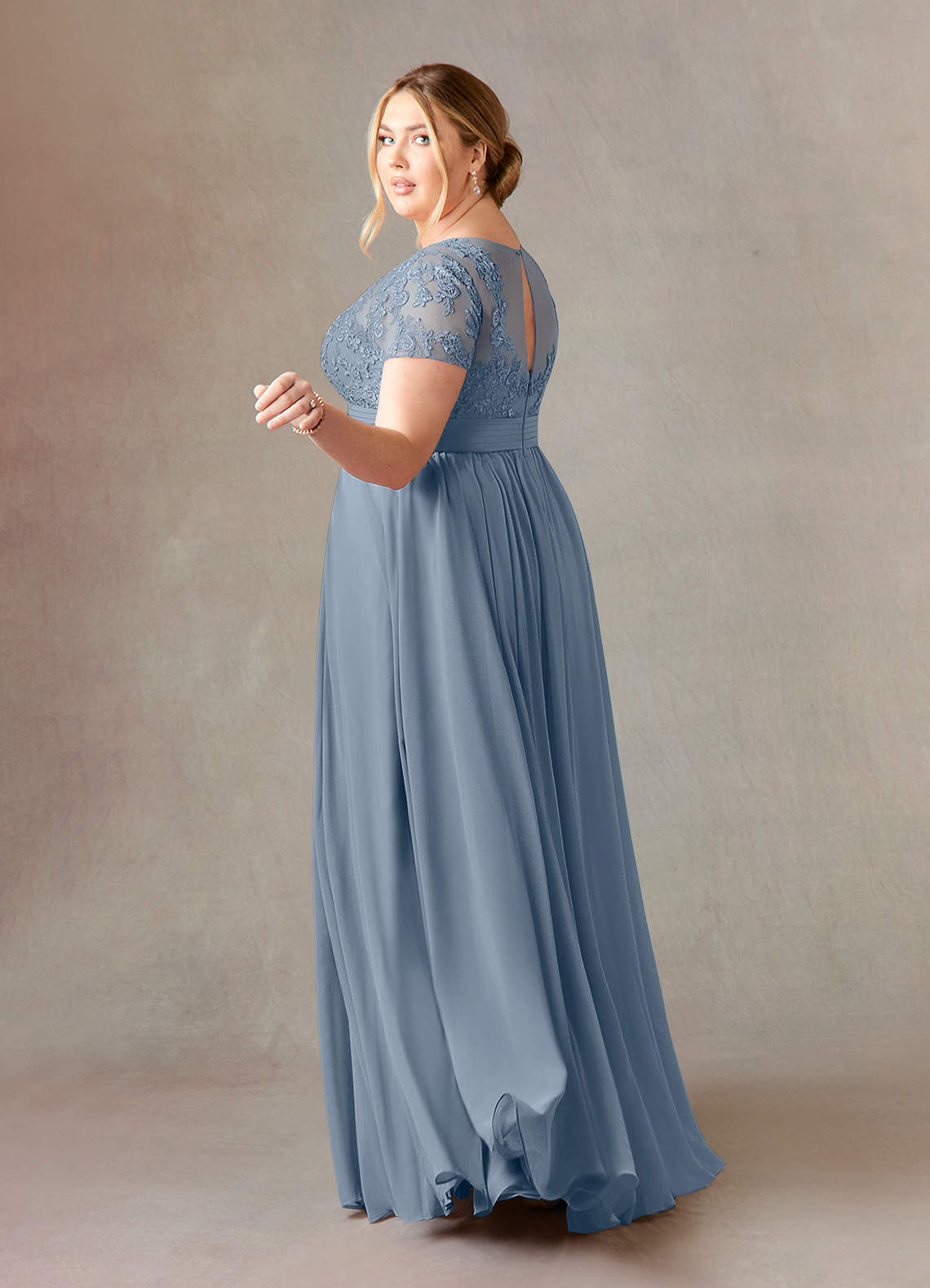 Azazie Annette Mother of the Bride Dresses Twilight A-Line Lace Chiffon Dress image9