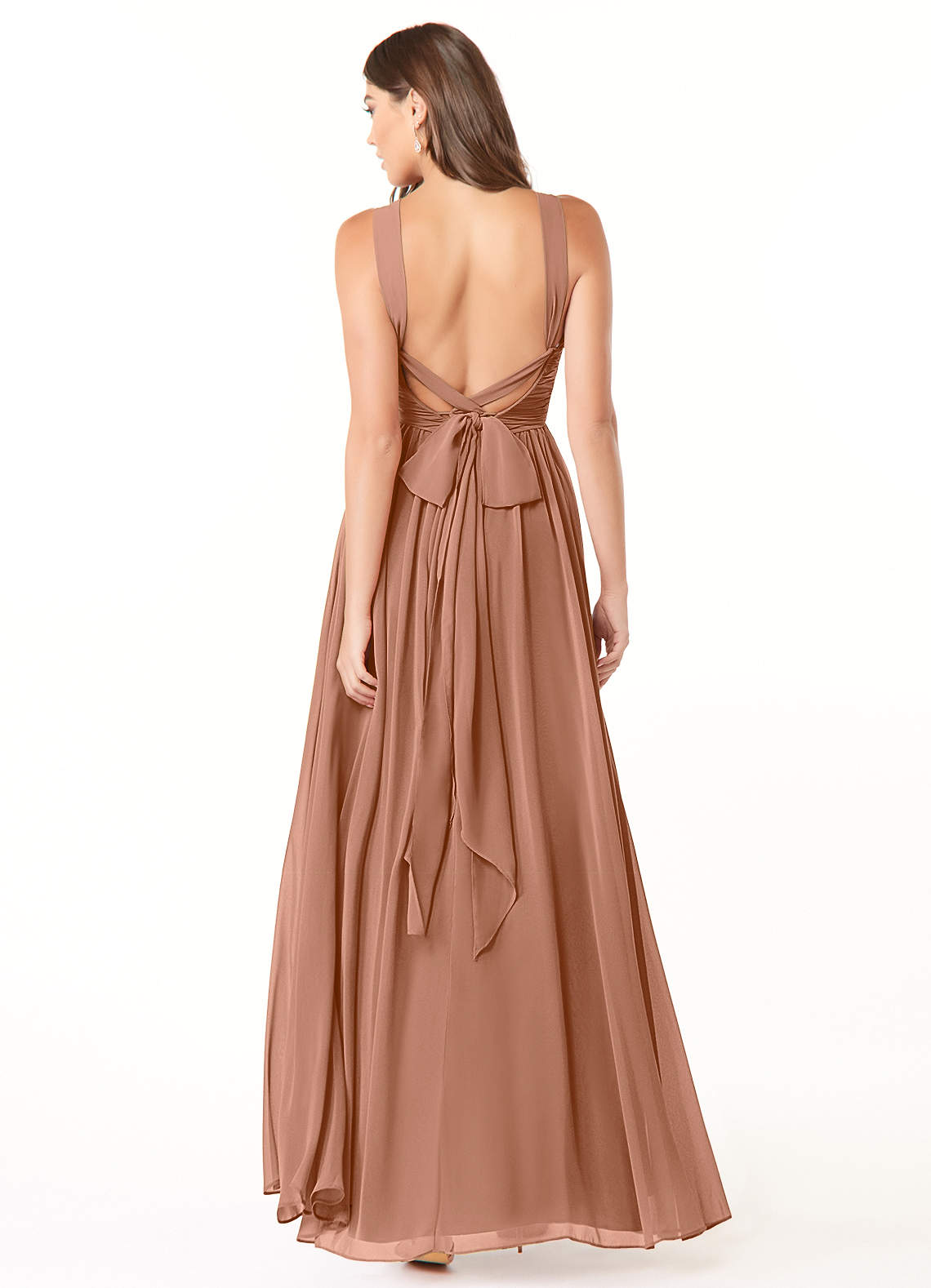 Azazie Dionne Bridesmaid Dresses Bronzer A-Line Corset Chiffon Dress image1