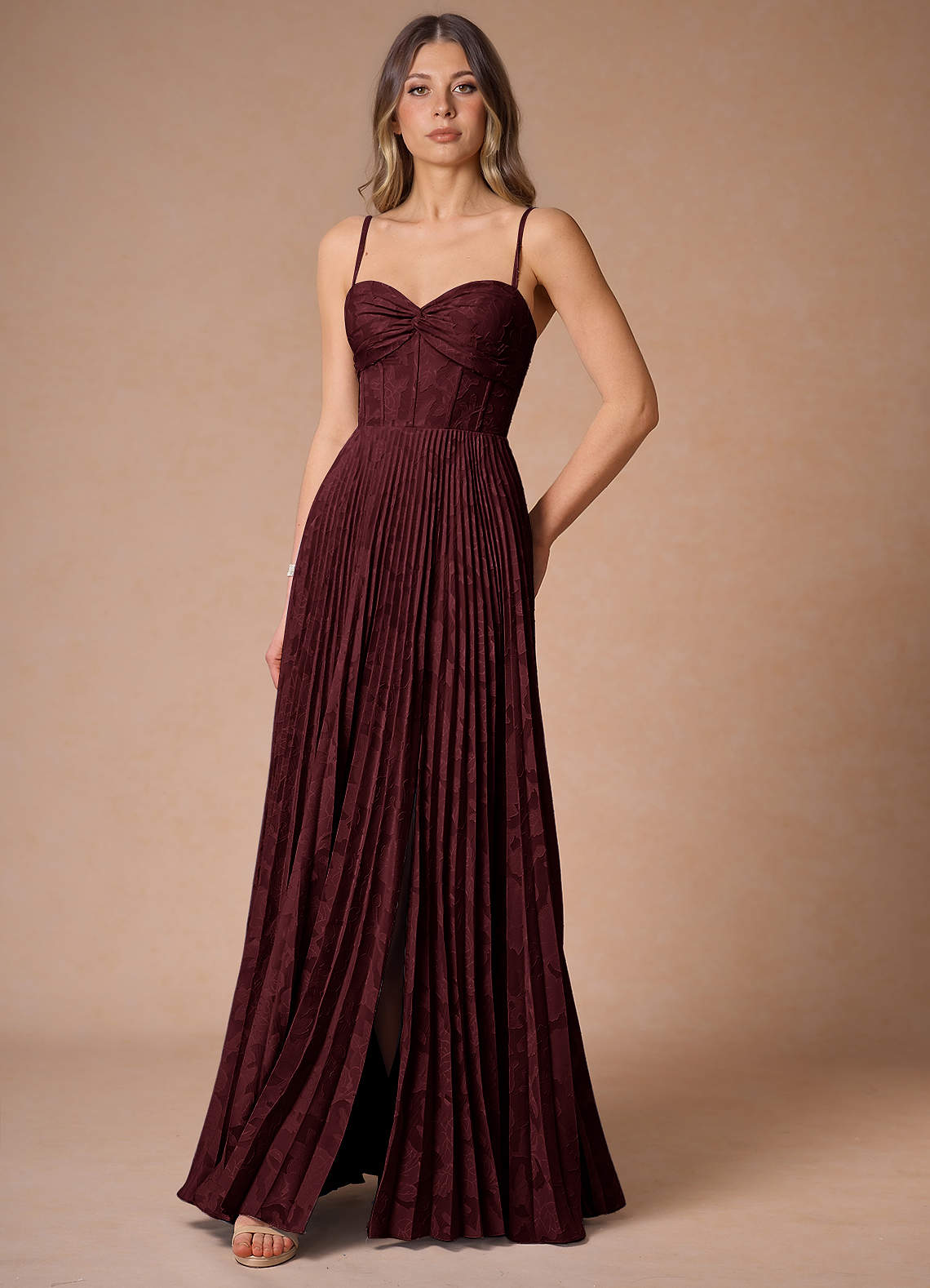 Akiko Wine Pleated Maxi Dress image4