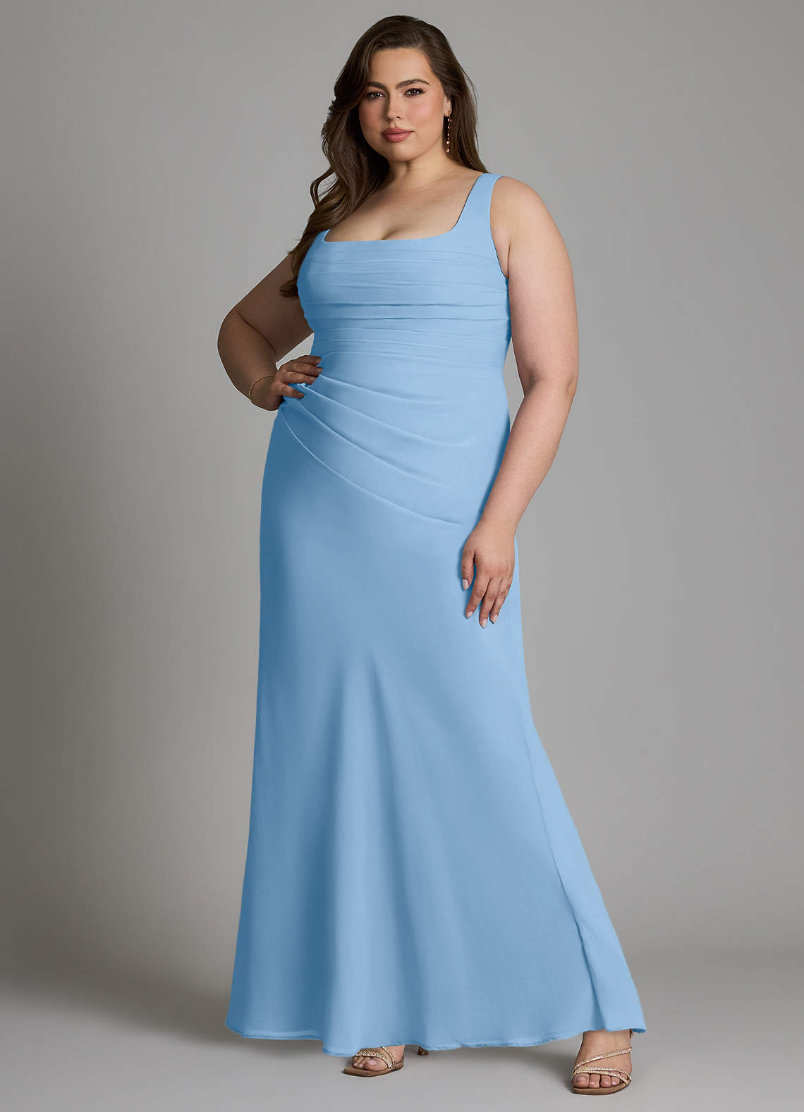 Azazie Agustina Bridesmaid Dresses Powder Blue Mermaid Corset Chiffon Dress image7