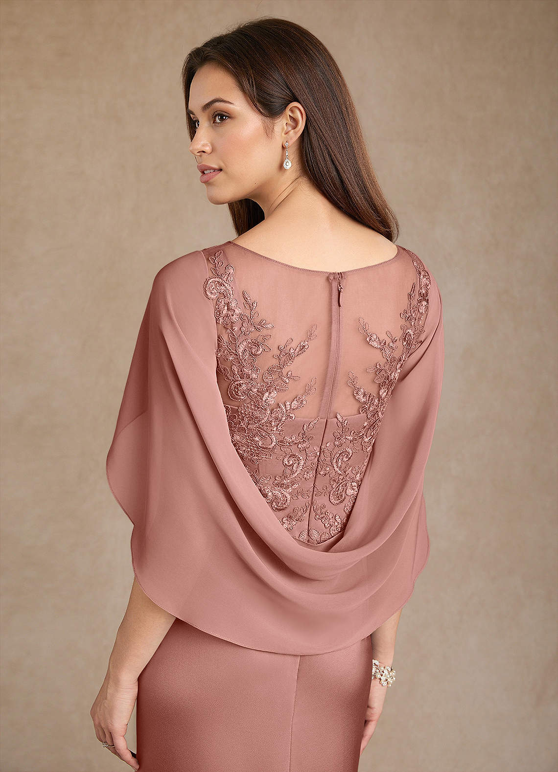 Azazie Hera Mother of the Bride Dresses Rosette A-Line Lace Stretch Satin Dress image5
