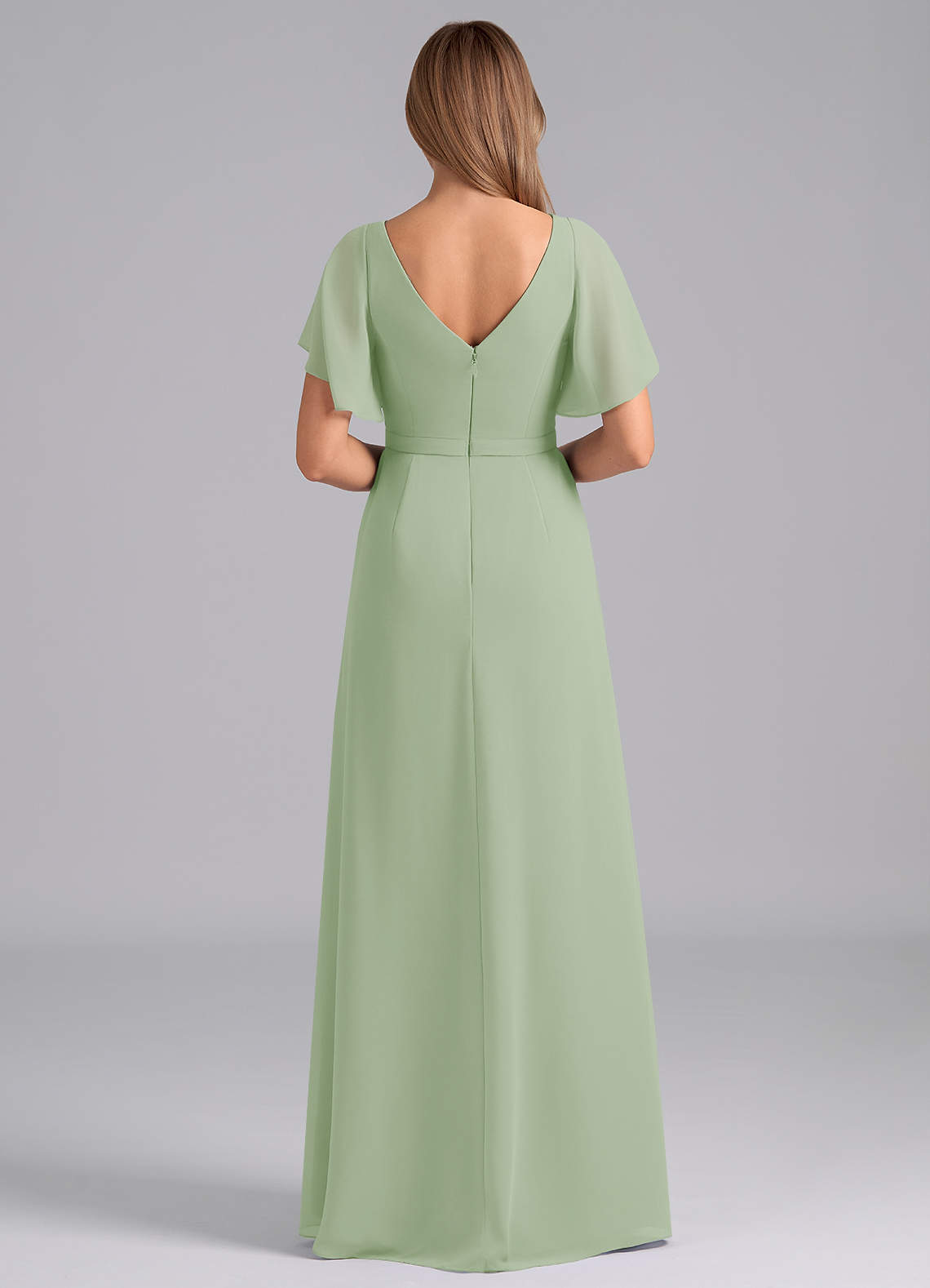 Azazie Ambrosia Bridesmaid Dresses Dusty Sage A-Line Pleated Chiffon Dress image5