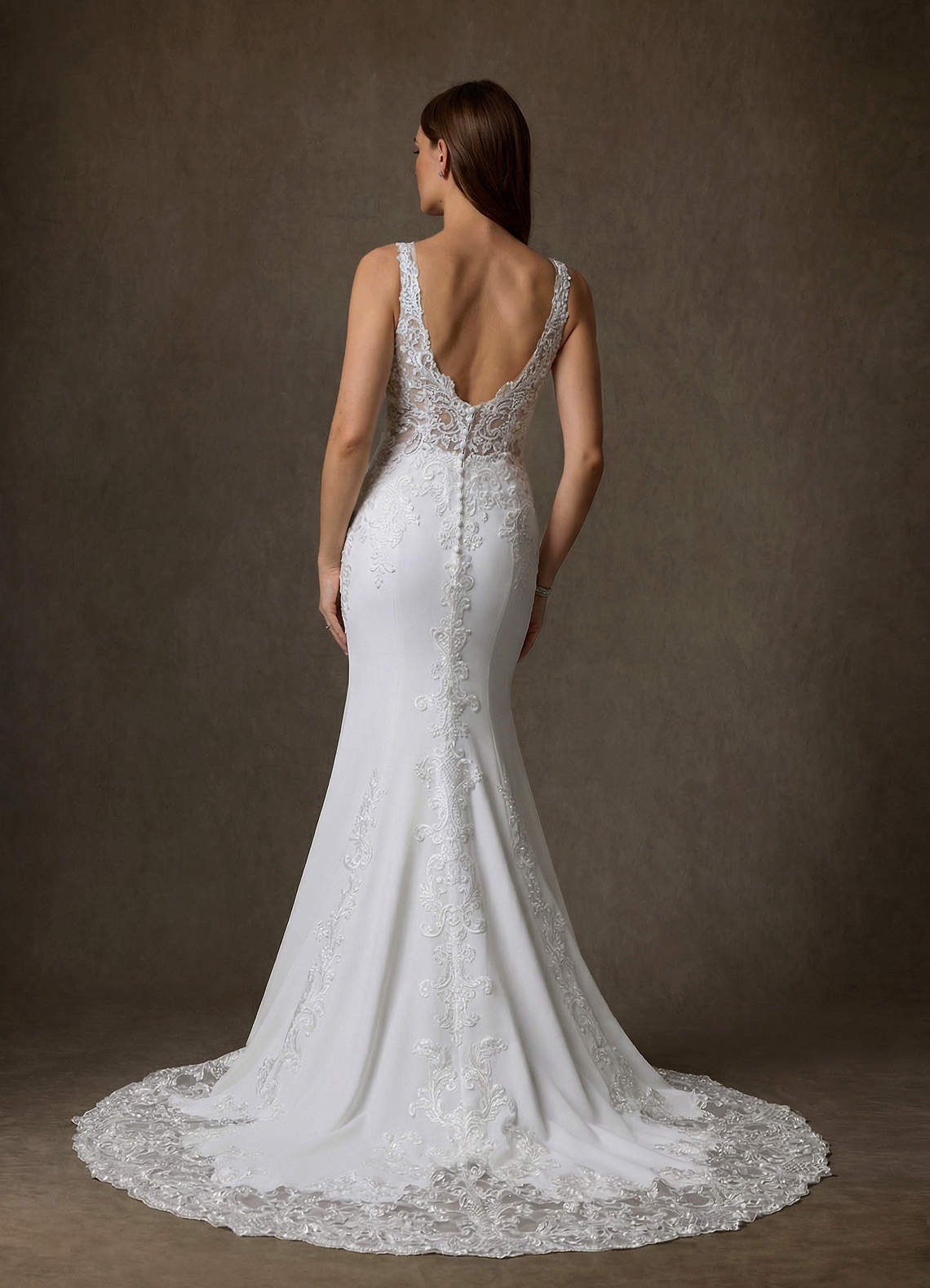 Azazie Isadora Diamond White Champagne Mermaid Lace Dress | Azazie