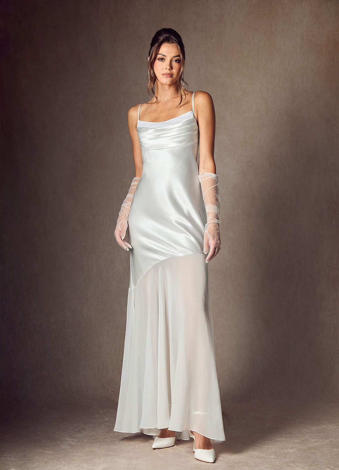 Azazie Alli Wedding Dresses Diamond White Mermaid Metallic Satin Dress image1