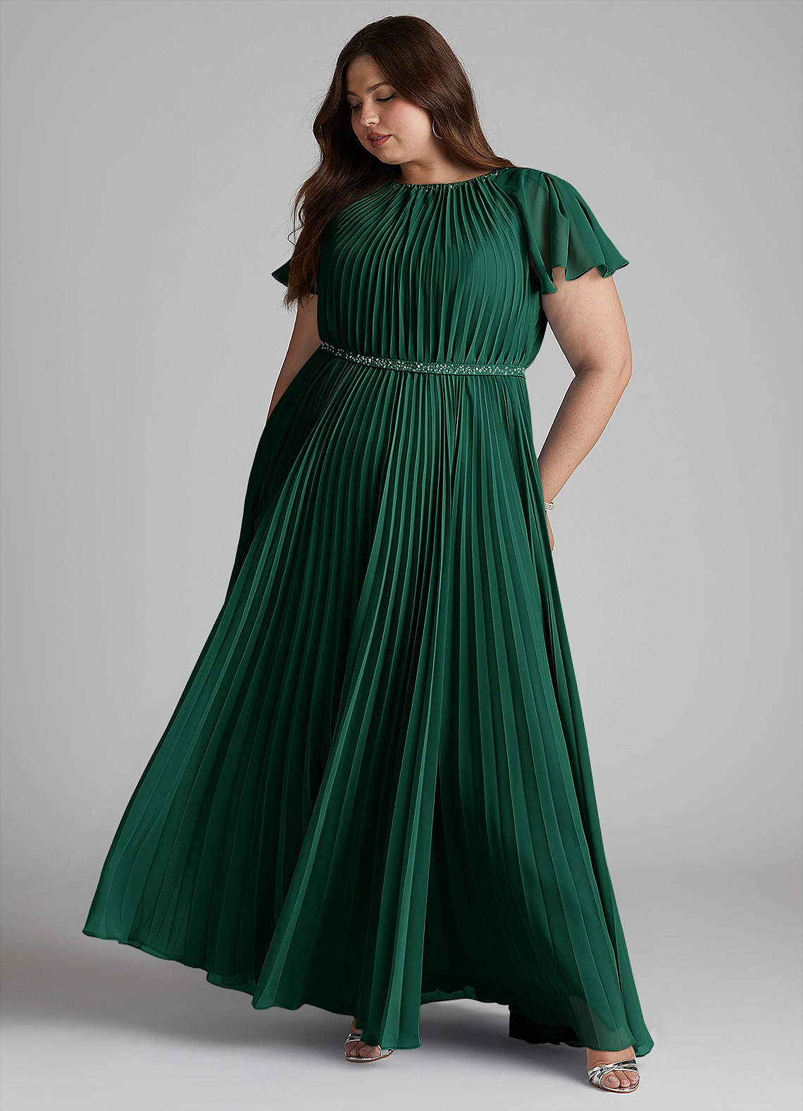 Azazie Kara Modest Bridesmaid Dresses A-Line Pleated Chiffon Floor-Length Dress image14