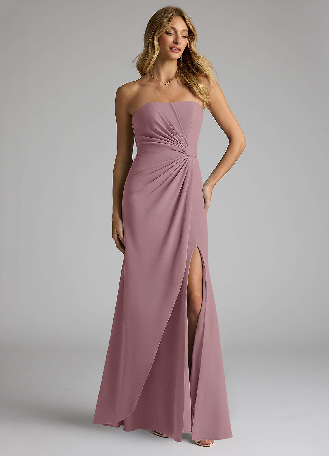 Azazie Jacqueline Ready to Ship Dusty Rose Stretch Crepe