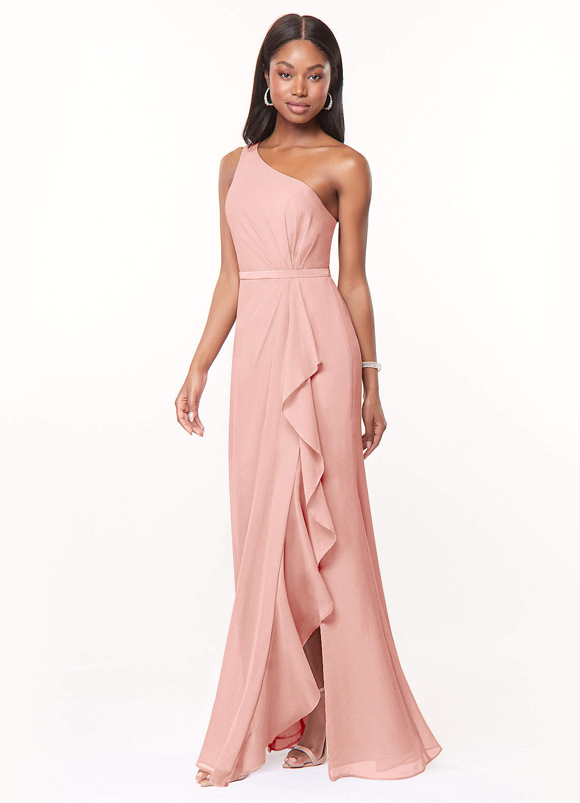 Azazie Liza Ready to Ship Rosette Chiffon Bridesmaid Dresses | Azazie