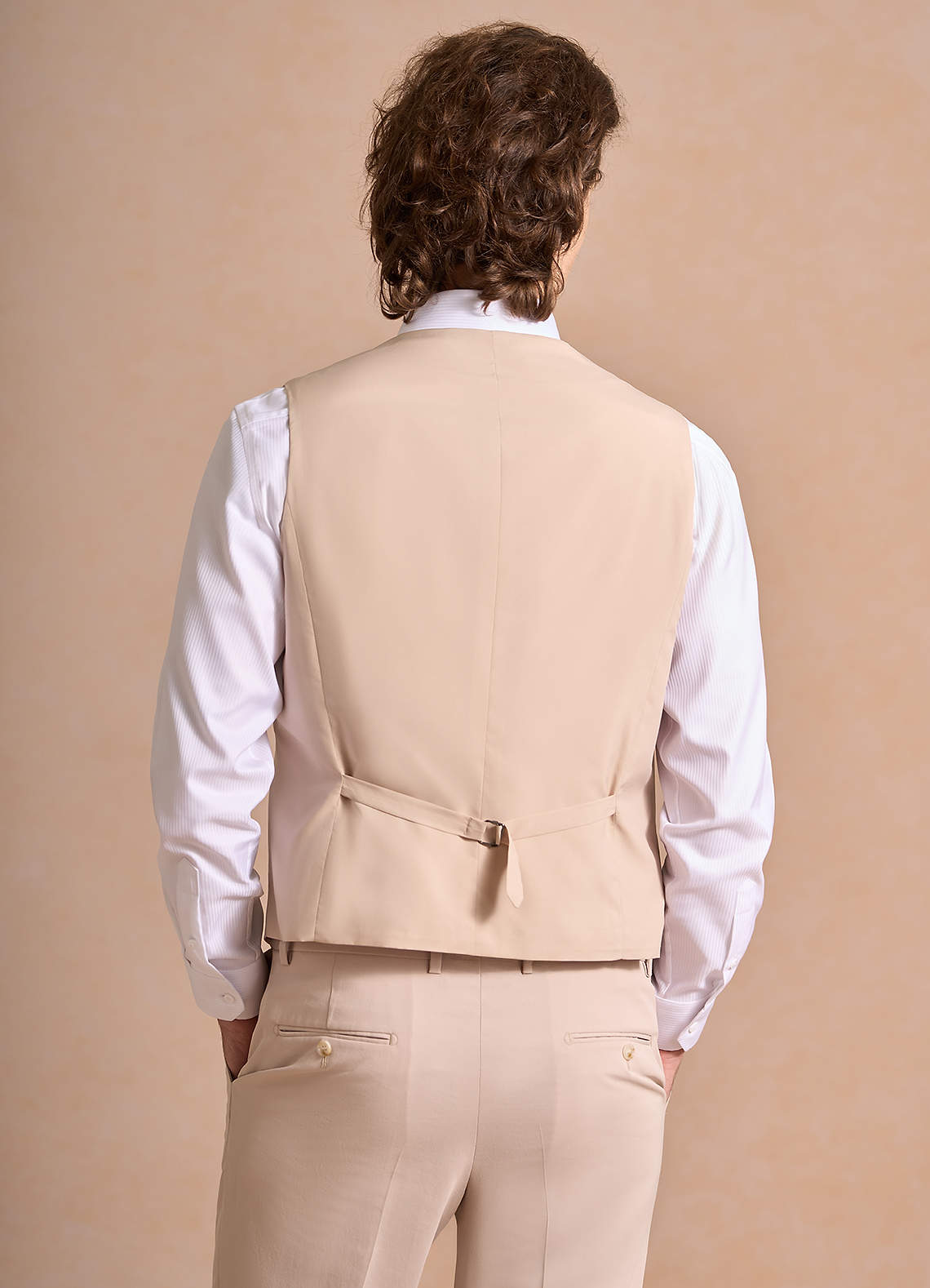 front Carter Tan Cotton Linen Blend Suit Vest