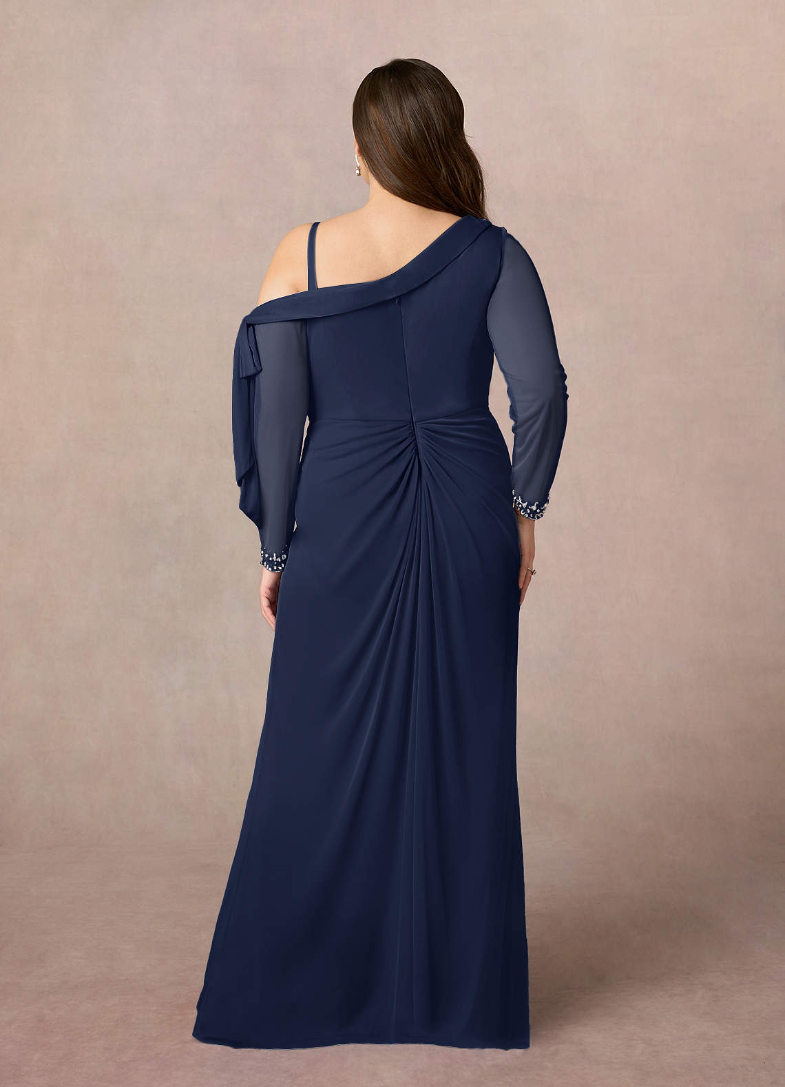 ワンピース laubeblanc Side-buckle Drape Dress navy Side-buckle Drape Dress – L'AUBE BLANC
