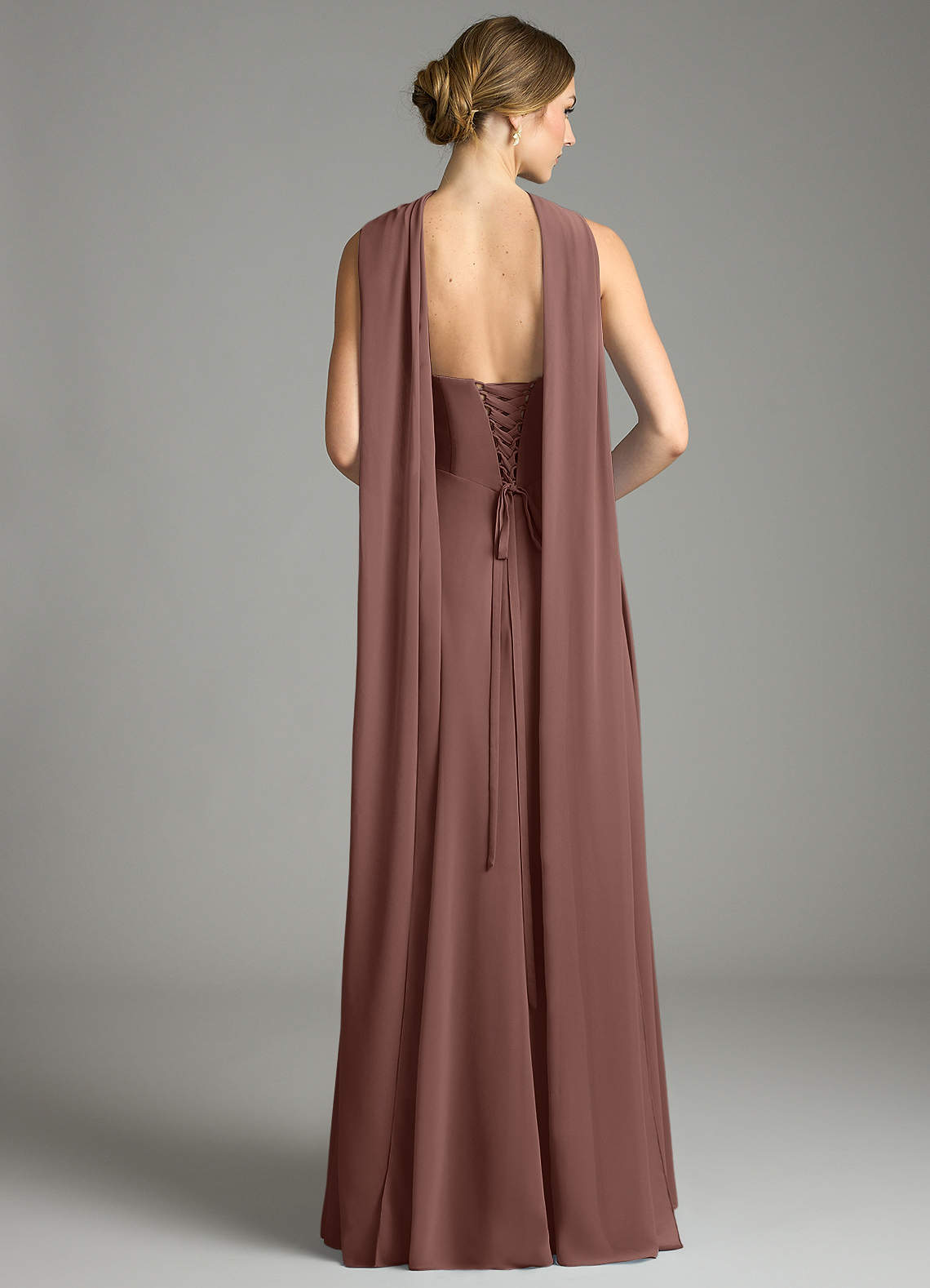 Azazie Ayla Abiti da Damigella Abito A-Line in Chiffon Scollo a Cuore Espresso image10