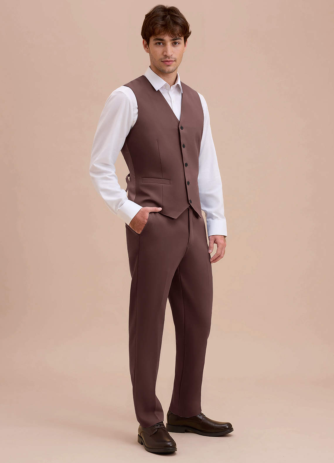 front Ethan Espresso Refined Weave Suit Vest
