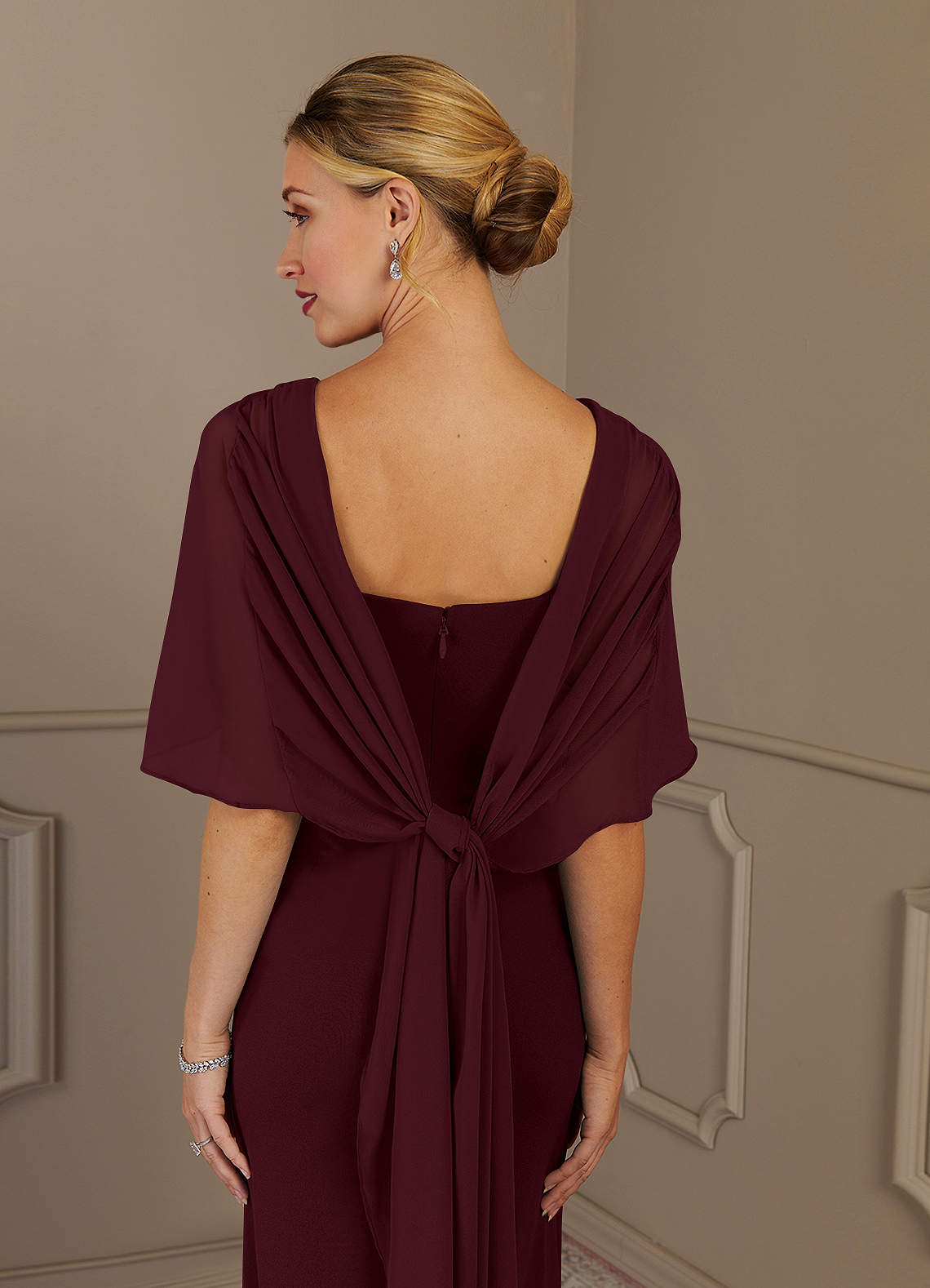 Azazie Dion Mother of the Bride Dresses Cabernet Sheath Scoop Stretch Crepe Dress image6