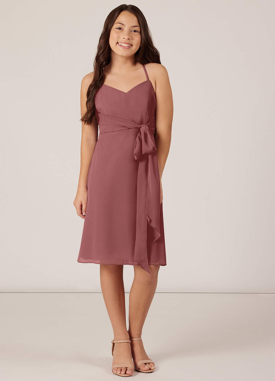 Azazie Doll Junior Amethyst A-Line Bow Chiffon Dress image1