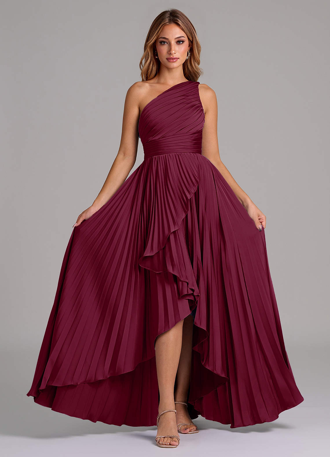 Azazie Lyrica Ready to Ship Mulberry Stretch Satin Bridesmaid