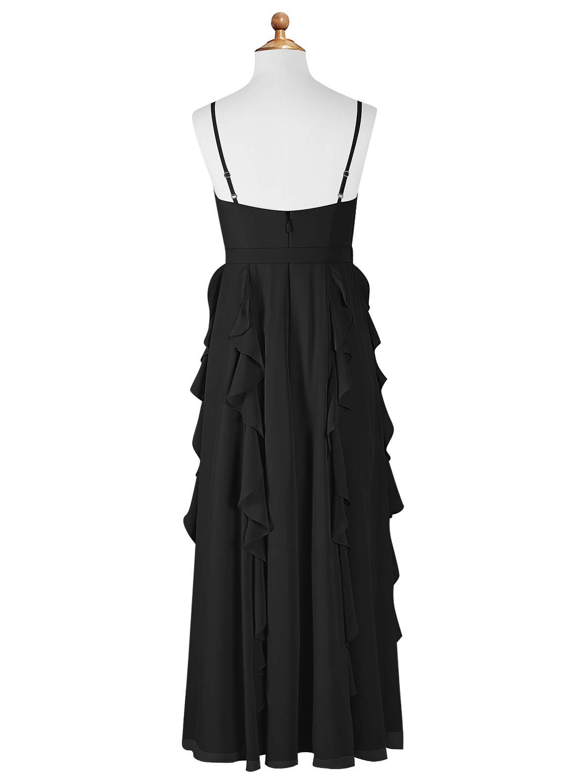 Azazie Peyton Junior Vestido Preto de Chiffon de Linha A com Plissado image6