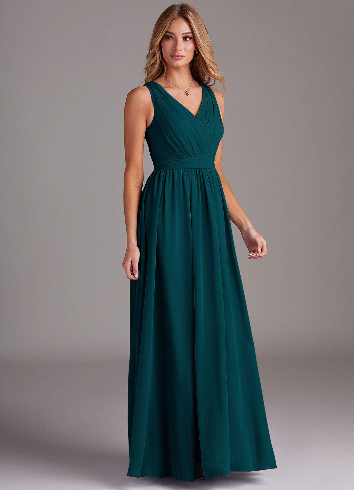 Azazie Kingsley Bridesmaid Dresses Pine A-Line Lace Chiffon Dress image4
