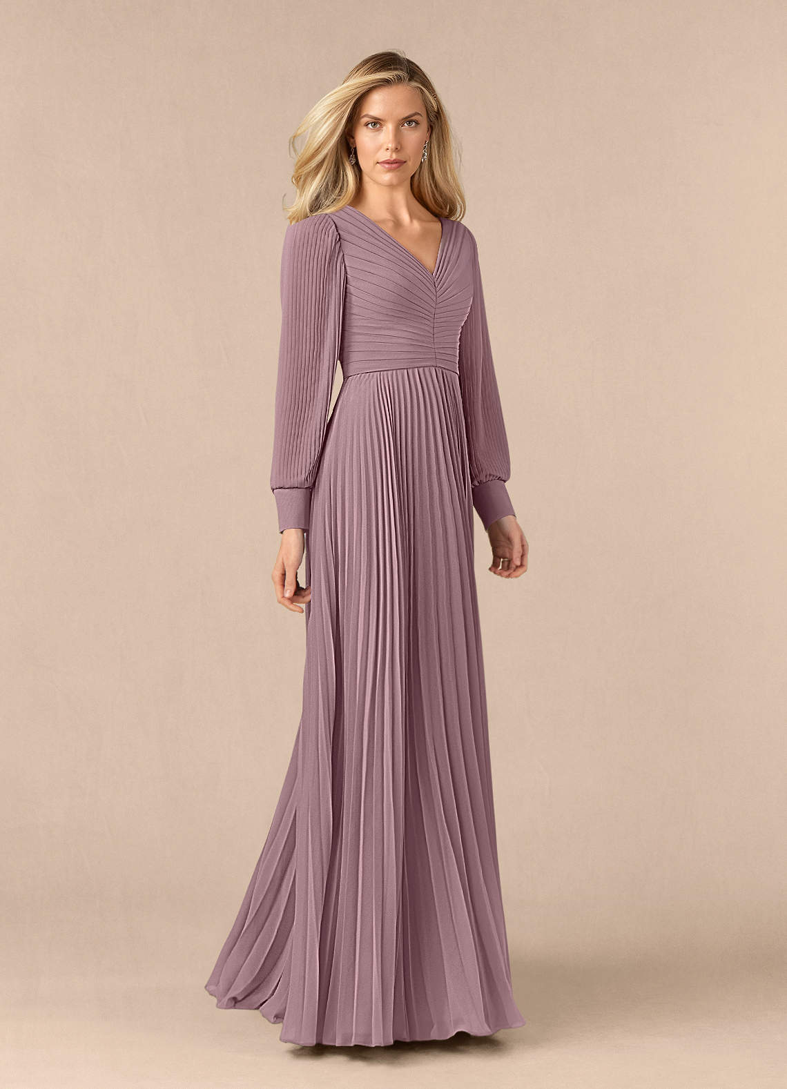 Azazie Zina Mother of the Bride Dresses Dusty Rose A-Line Pleated Chiffon Dress image1