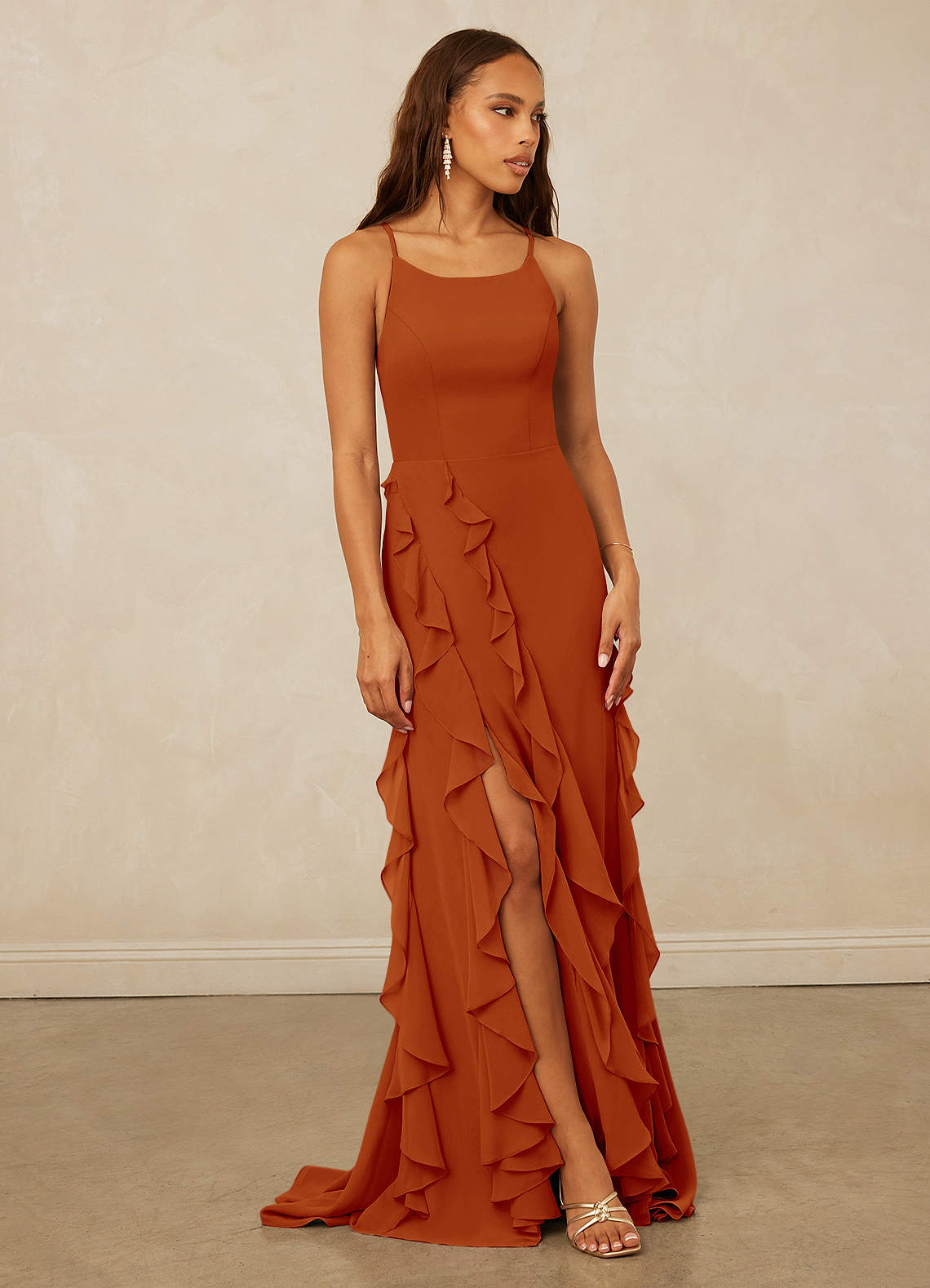 Christian Siriano Bridal for Azazie 1006 Bridesmaid Dresses Paprika Mermaid Ruched Chiffon Dress image1