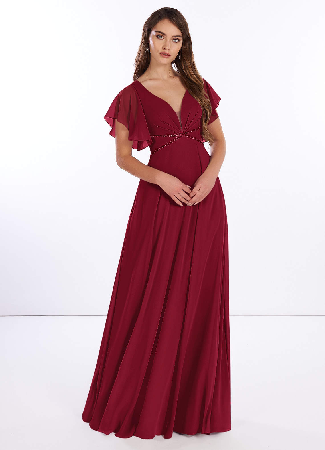 Bridesmaid dresses clearance with sleeves burgundy