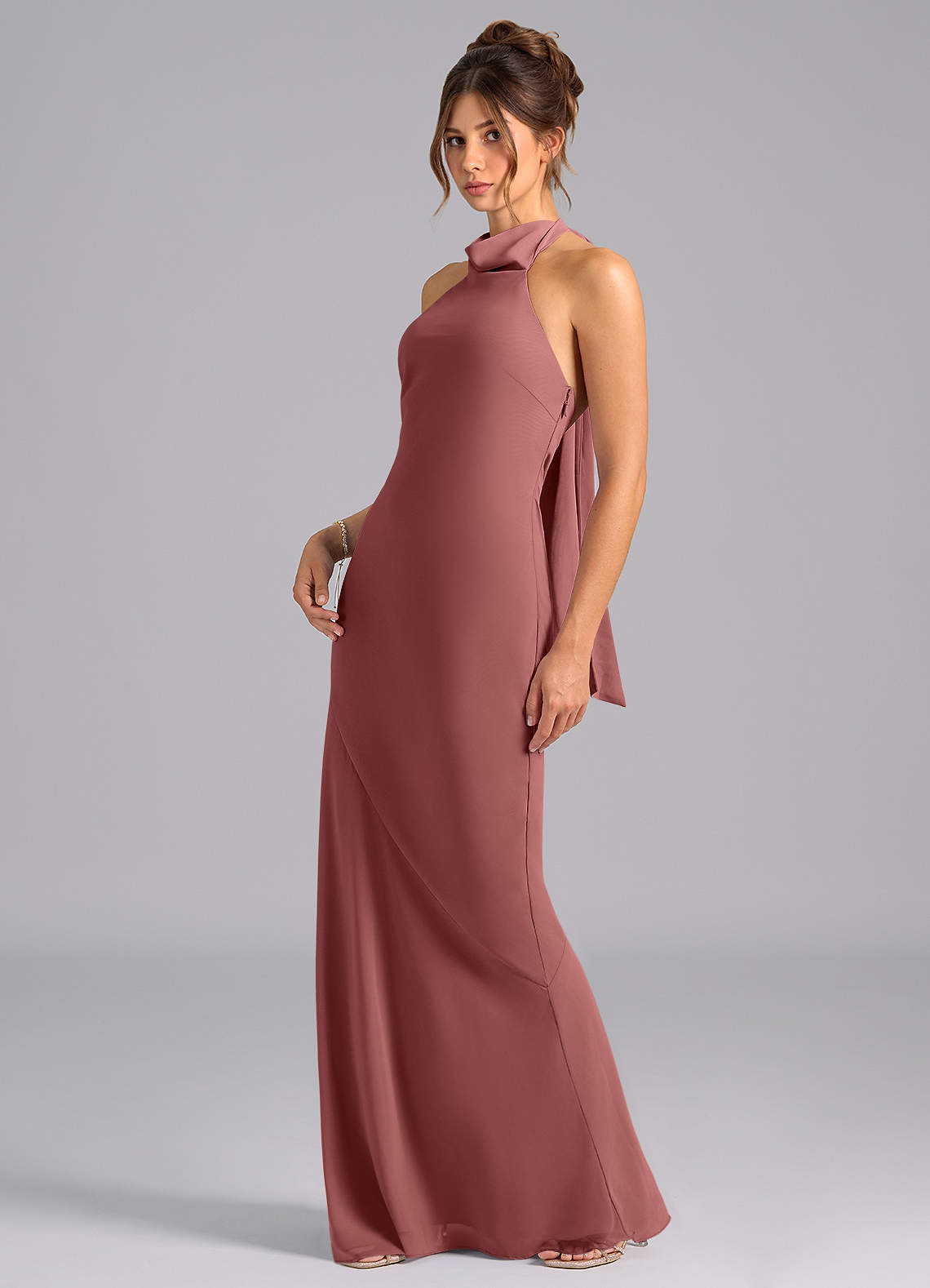 Azazie Velli Bridesmaid Dresses Amethyst Mermaid Bow Chiffon Dress image1