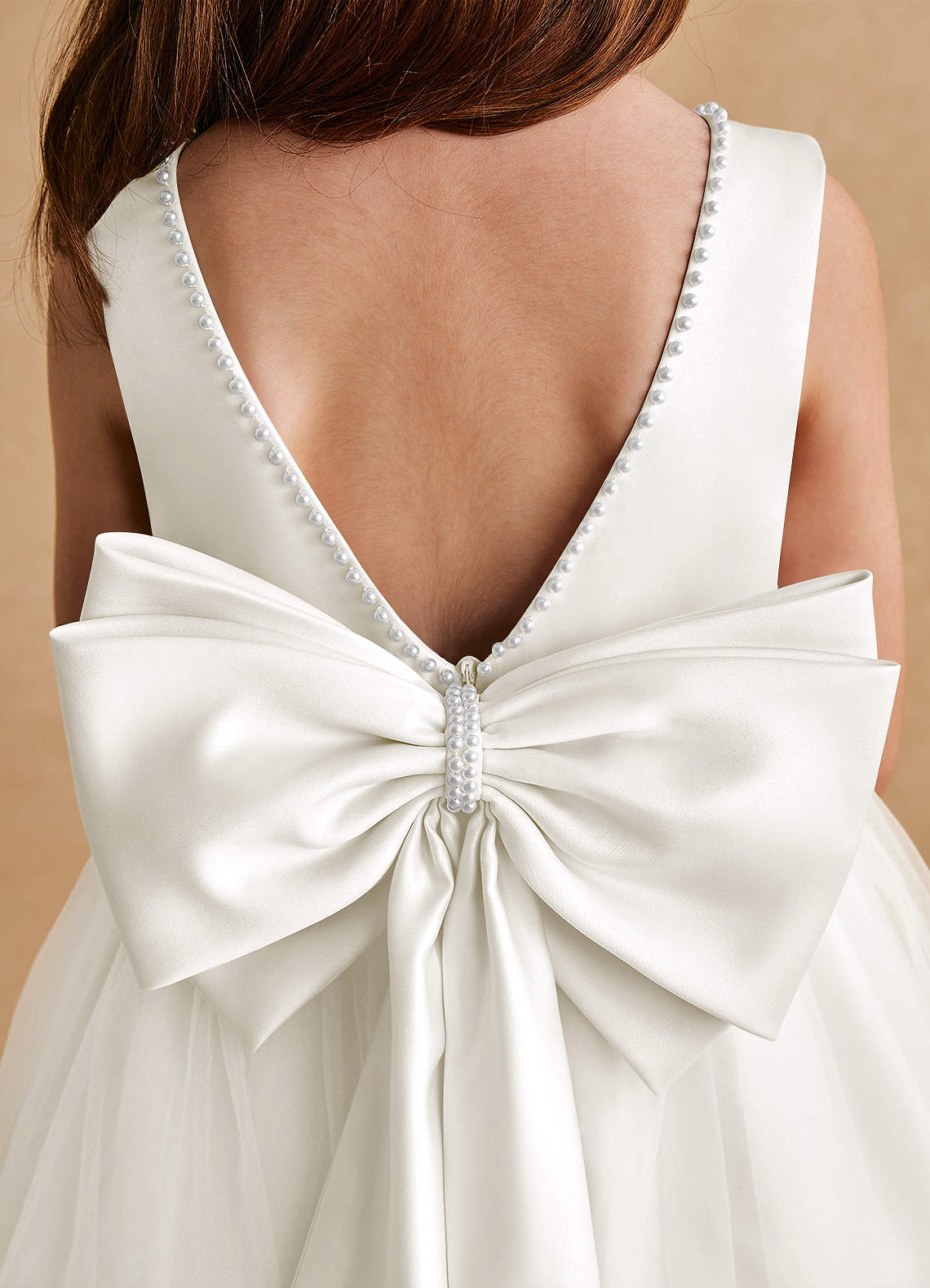 Azazie Cookie Flower Girl Dresses Ivory A-Line Bow Tulle Dress image5