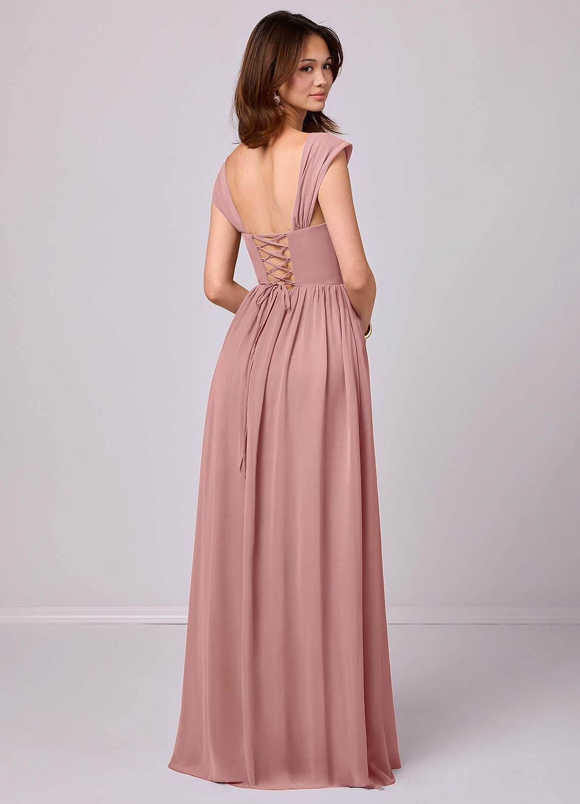 Barbie ♥ Azazie Endeligt Salg En streg Korset Chiffon Gulv-længde Kjole image4