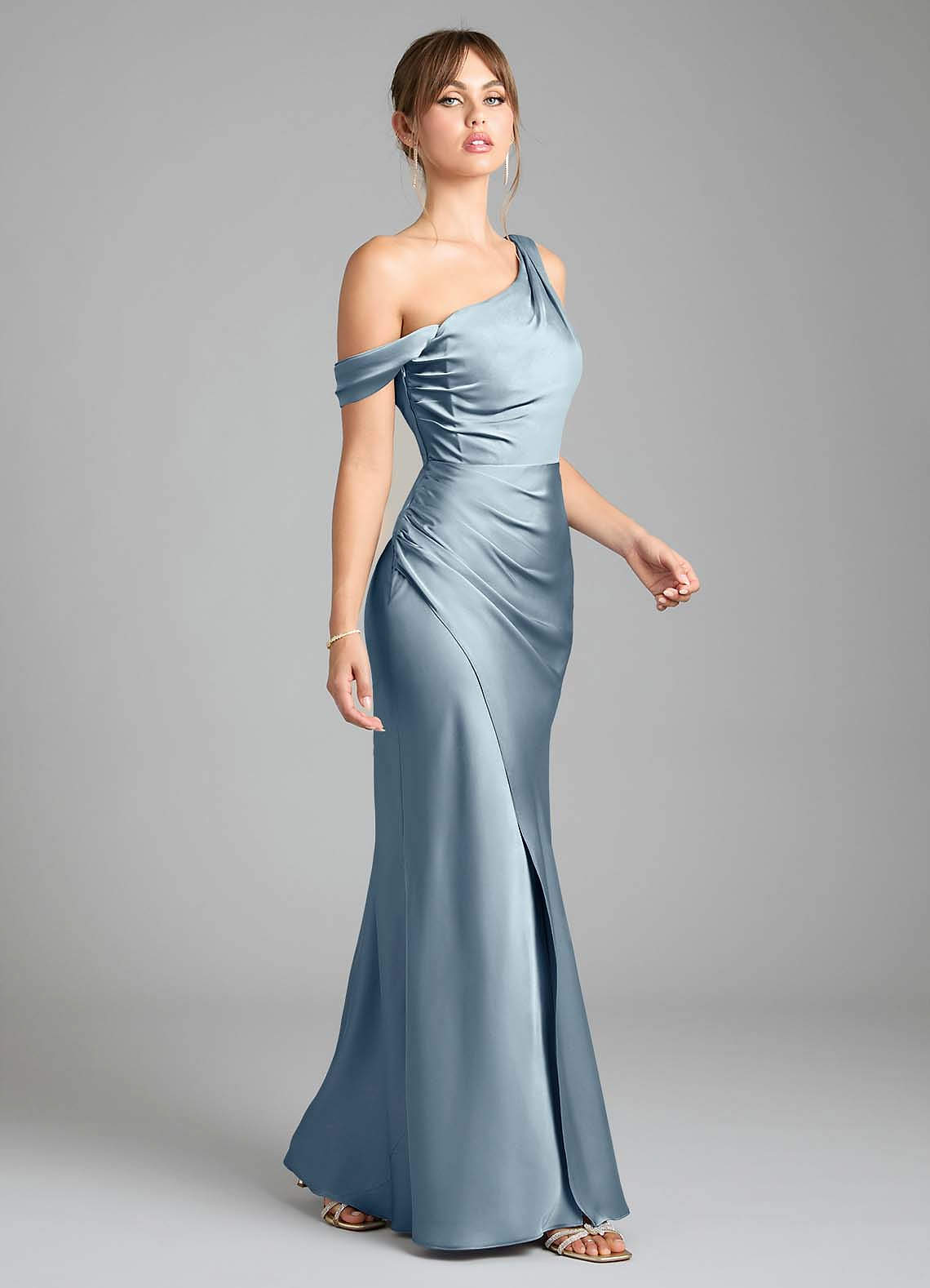 infinity dress dusty blue Dusty Blue A-line Chiffon Long Convertible Bridesmaid Dress – FancyVestido main image 1