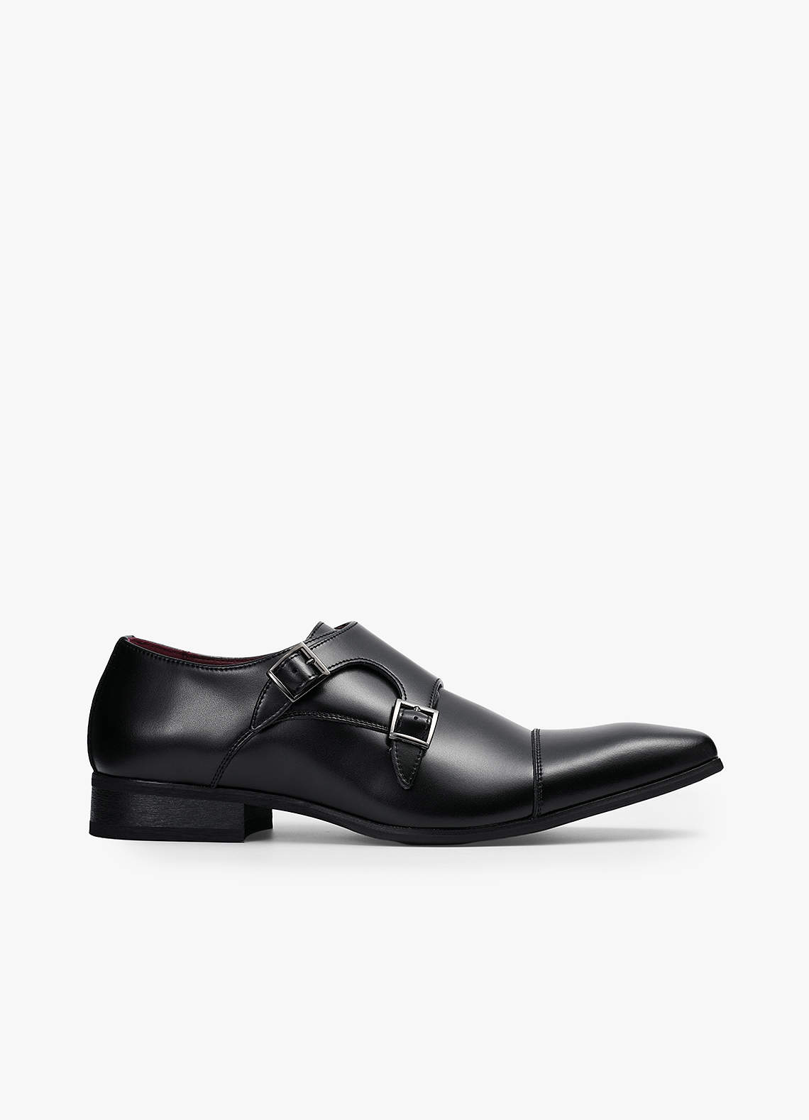 front Mocasines de cuero con doble hebilla para hombre