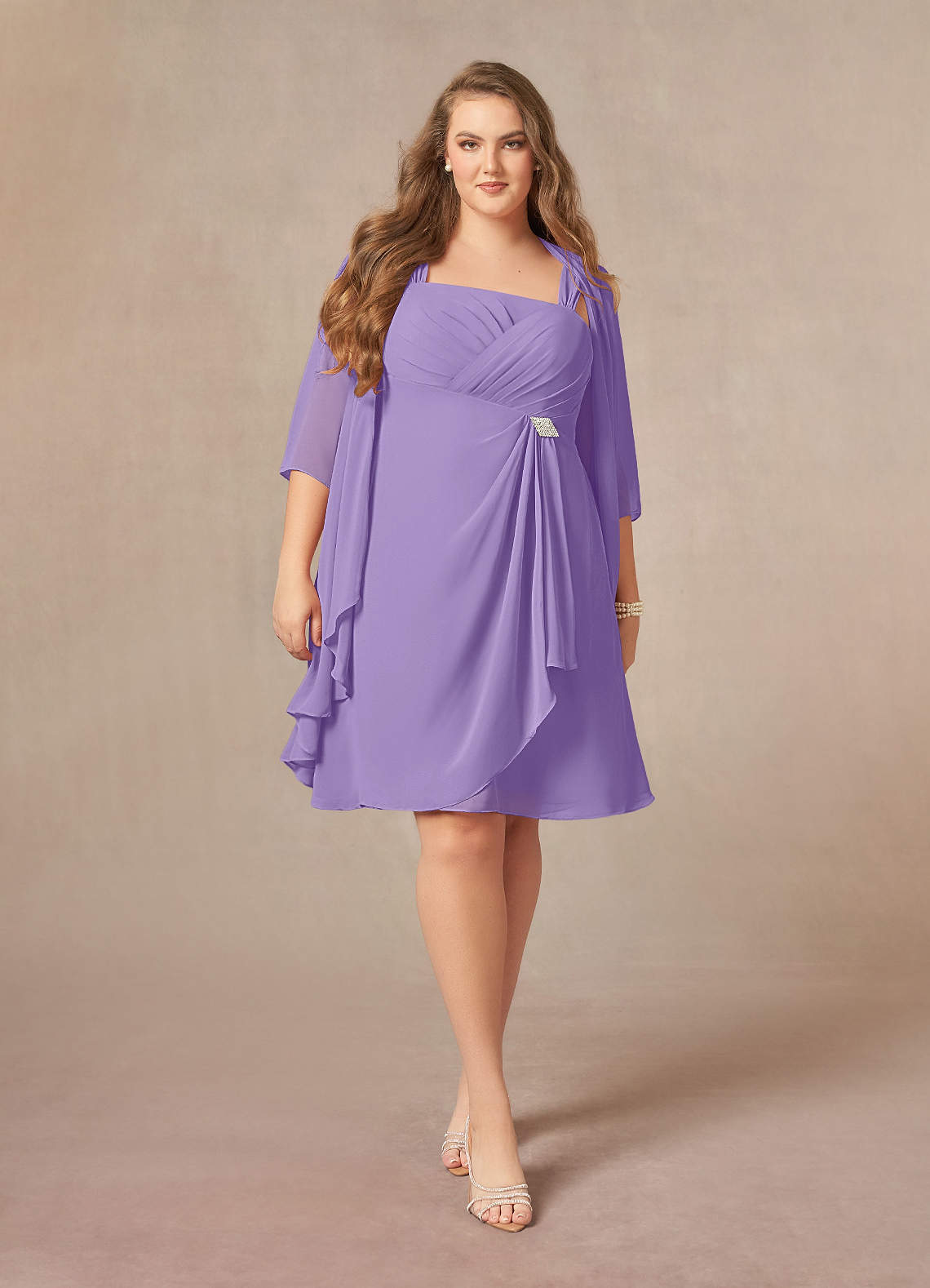 A-line Scoop Neckline Chiffon Lace Dress Tahiti Plus Size main image 1