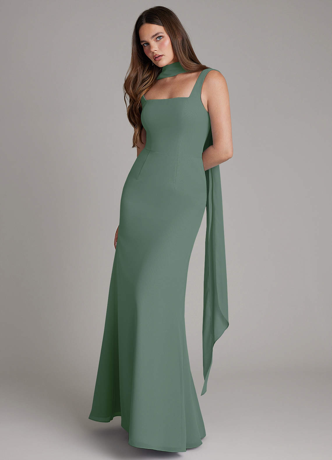 chiffon convertible dress Azazie Katya Bridesmaid dresses Light Nude see-through Bodycon Web Collection: Maternity/bump friendly christmas party length double lining for Size:Small (8/10)
