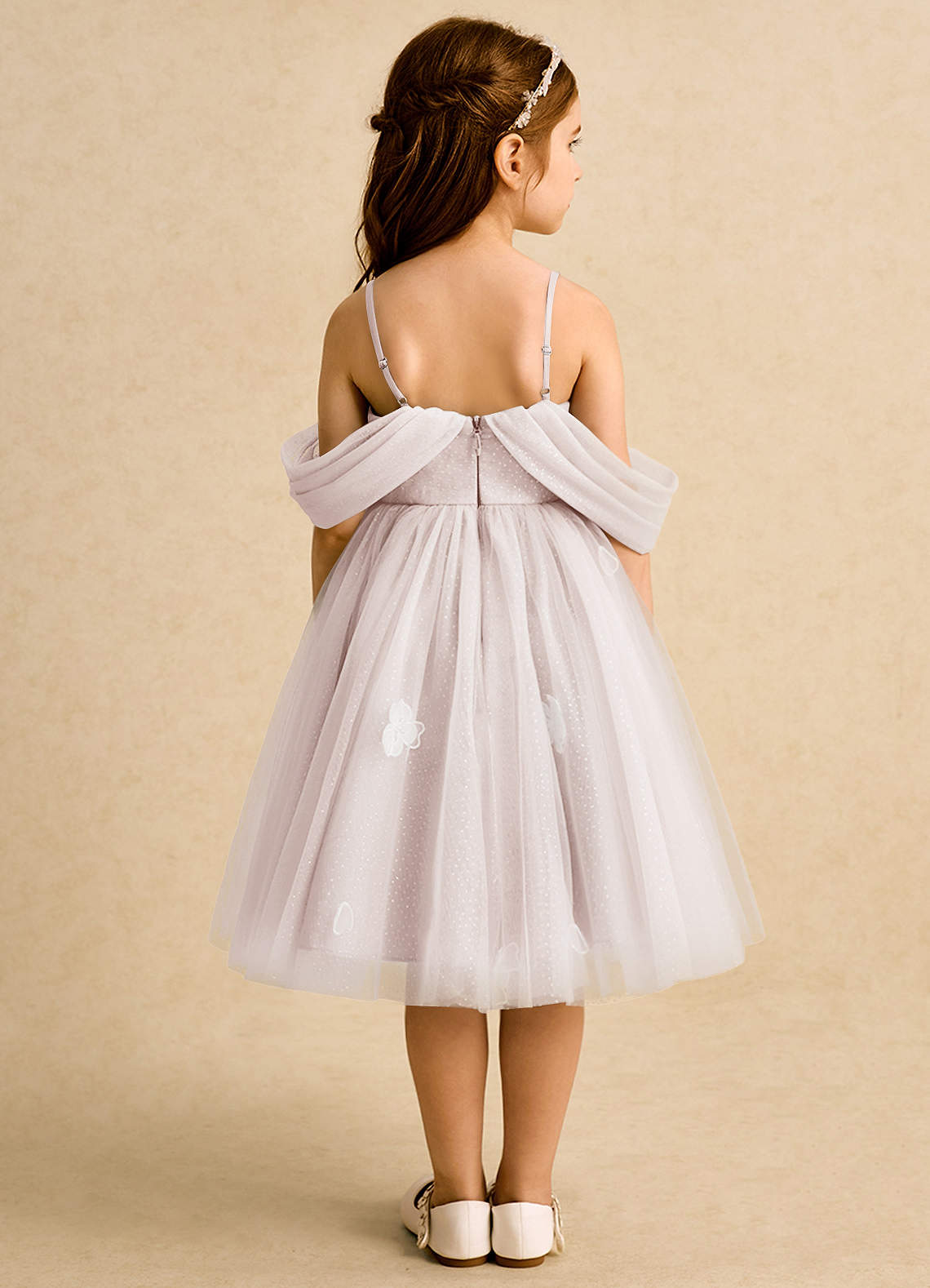 Azazie May Flower Girl Dresses Rose Petal Ball-Gown Pleated Tulle Dress image1