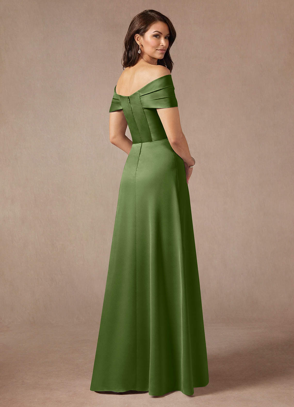 Azazie Amelia vestidos de madre de la novia Vestido de Enebro de Satén Elástico de Corte En A con Vestidos sin tirantes image1