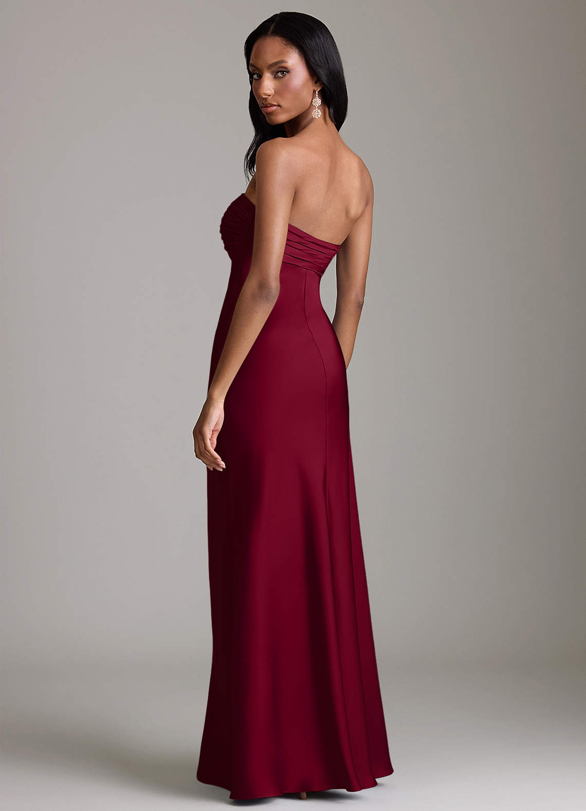 Azazie Saylor Brudtärnklänningar Klä av Sjöjungfru i Stretch Satin Axelbandslös Bourgogne image4