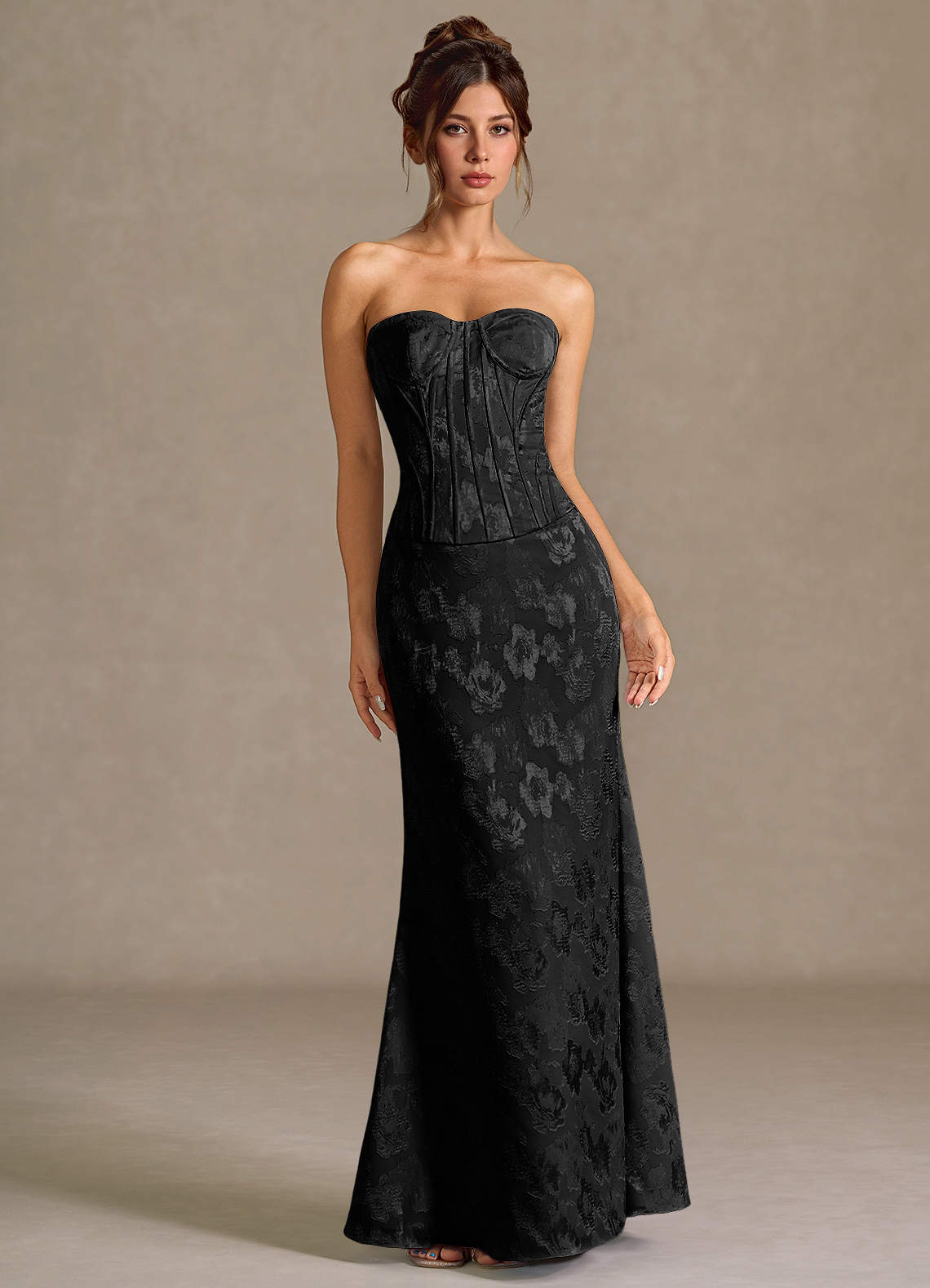 Azazie Plus Size Strapless Mermaid Floor-Length Maxi Wedding Guest Formal Dresses in Black Azazie Plus Size Strapless Mermaid Floor-Length Maxi Wedding Guest Formal Dresses in Black