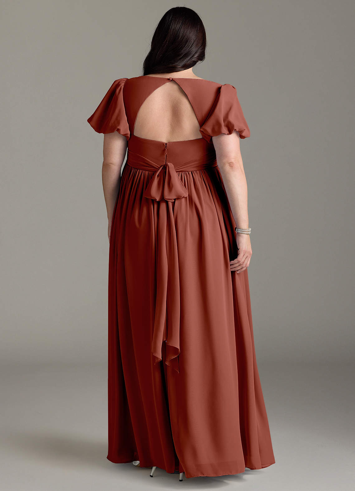 Azazie Madisynn Probar vestidos en casa Vestido de Lazo Hasta el suelo Gasa image5