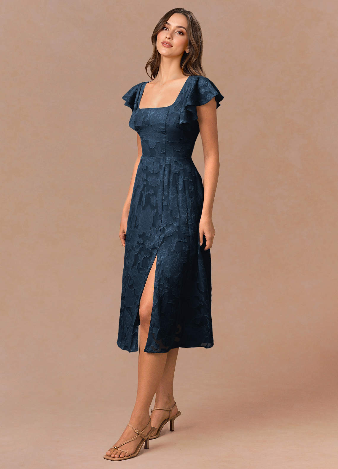 Talia Navy Midi Dress | Azazie
